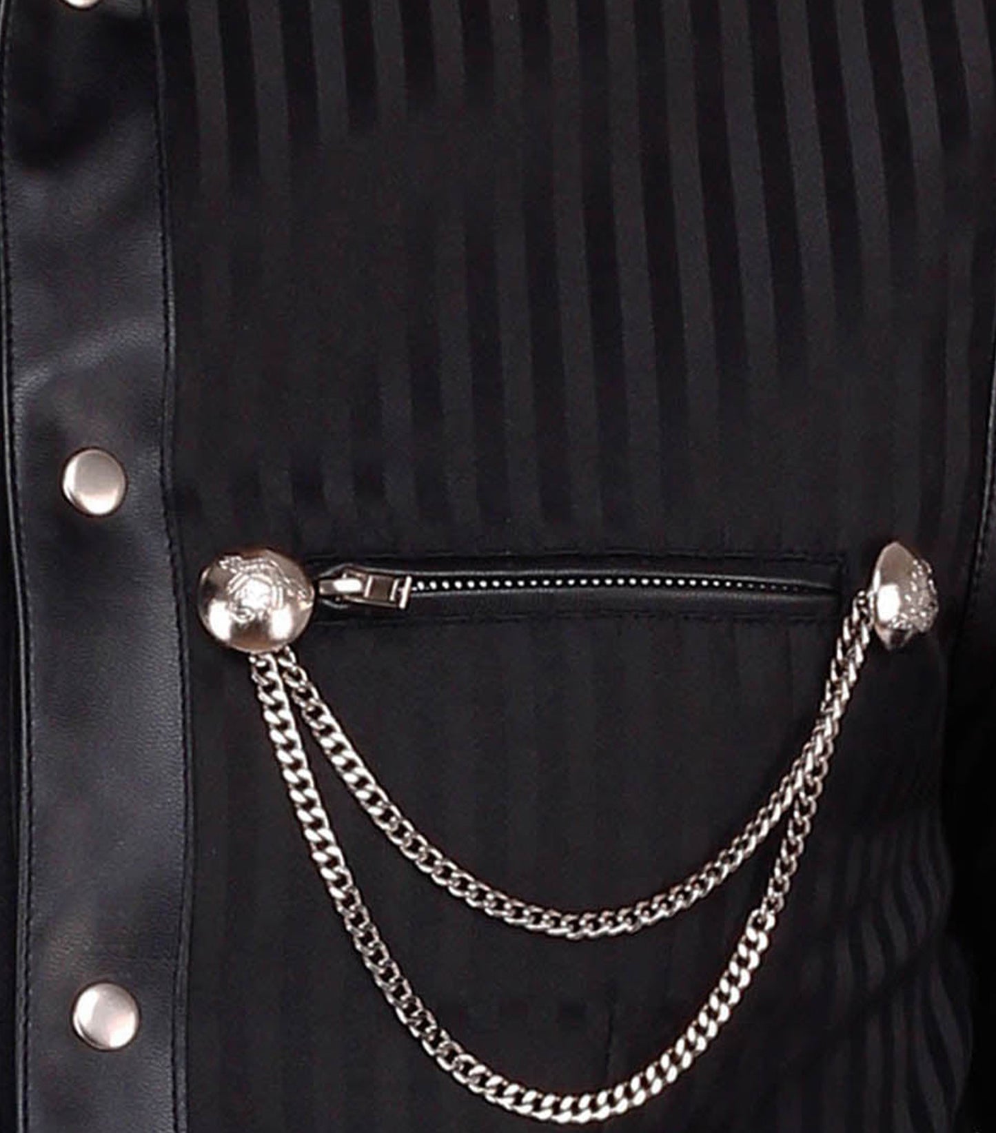 Stripes Brocade Gothic Men's Waist Coat with metal chain