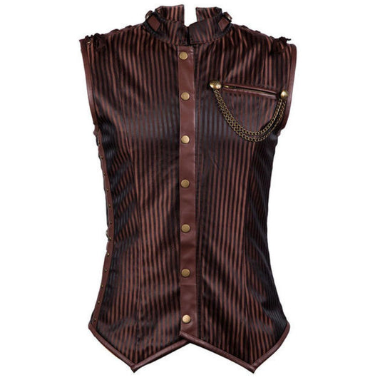 Brown Cotton Men Gothic Waist Coat Easto Garments