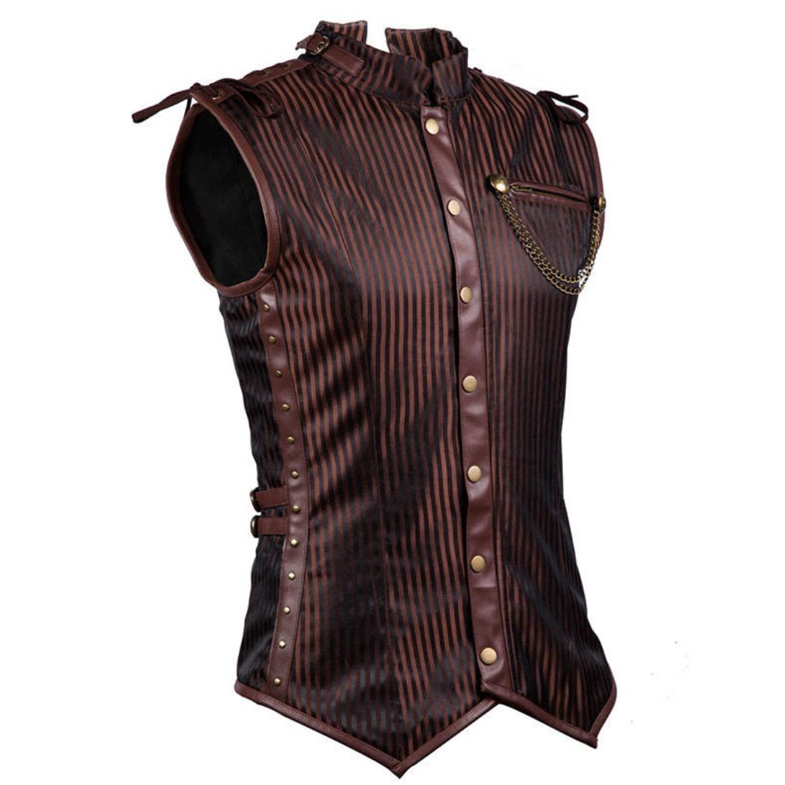 Brown Cotton Men Gothic Waist Coat Easto Garments