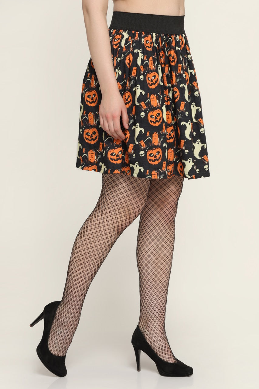 Pumpkin ghost  printed Skirt