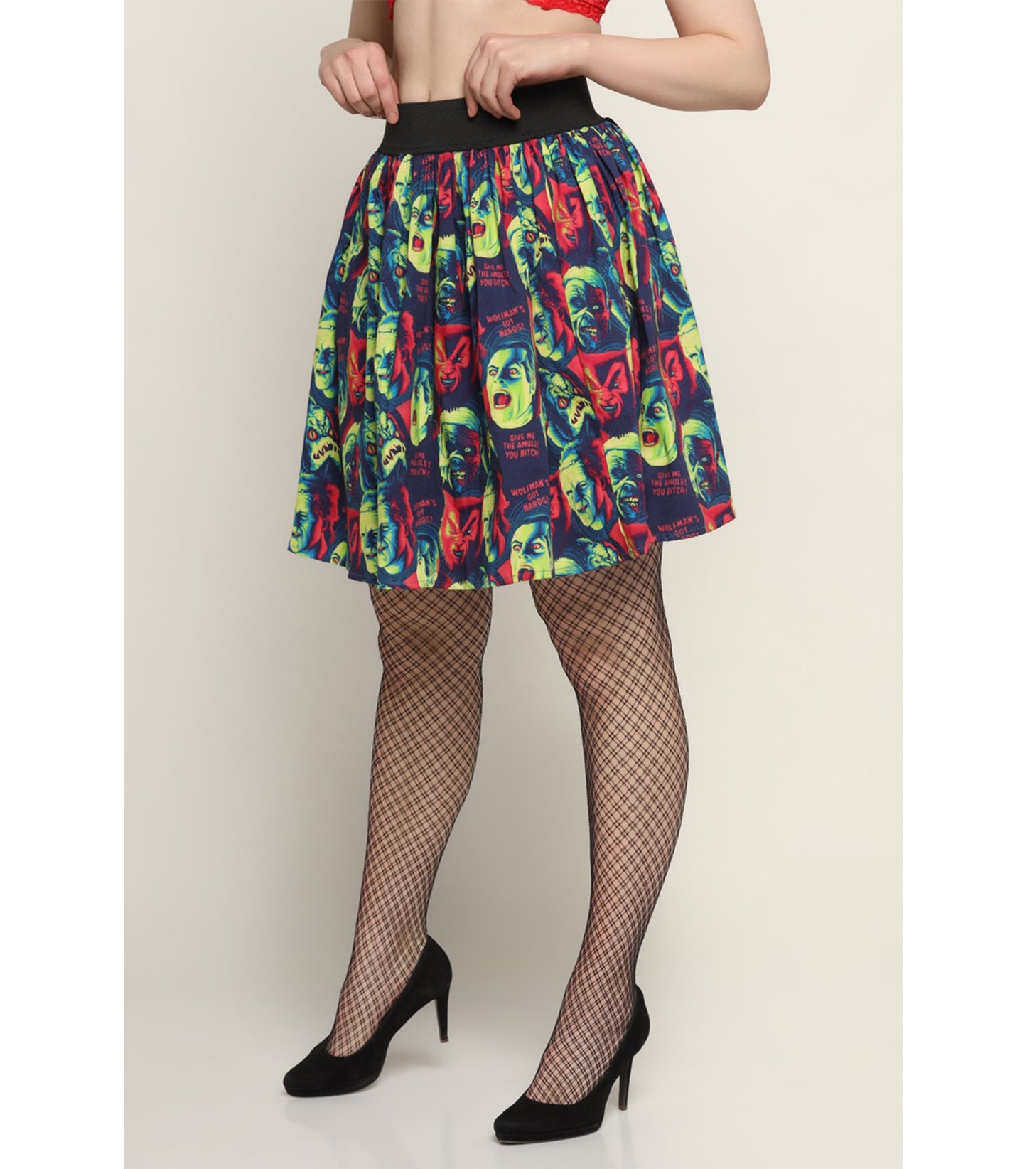 Monster Squad Printed Short Skirt