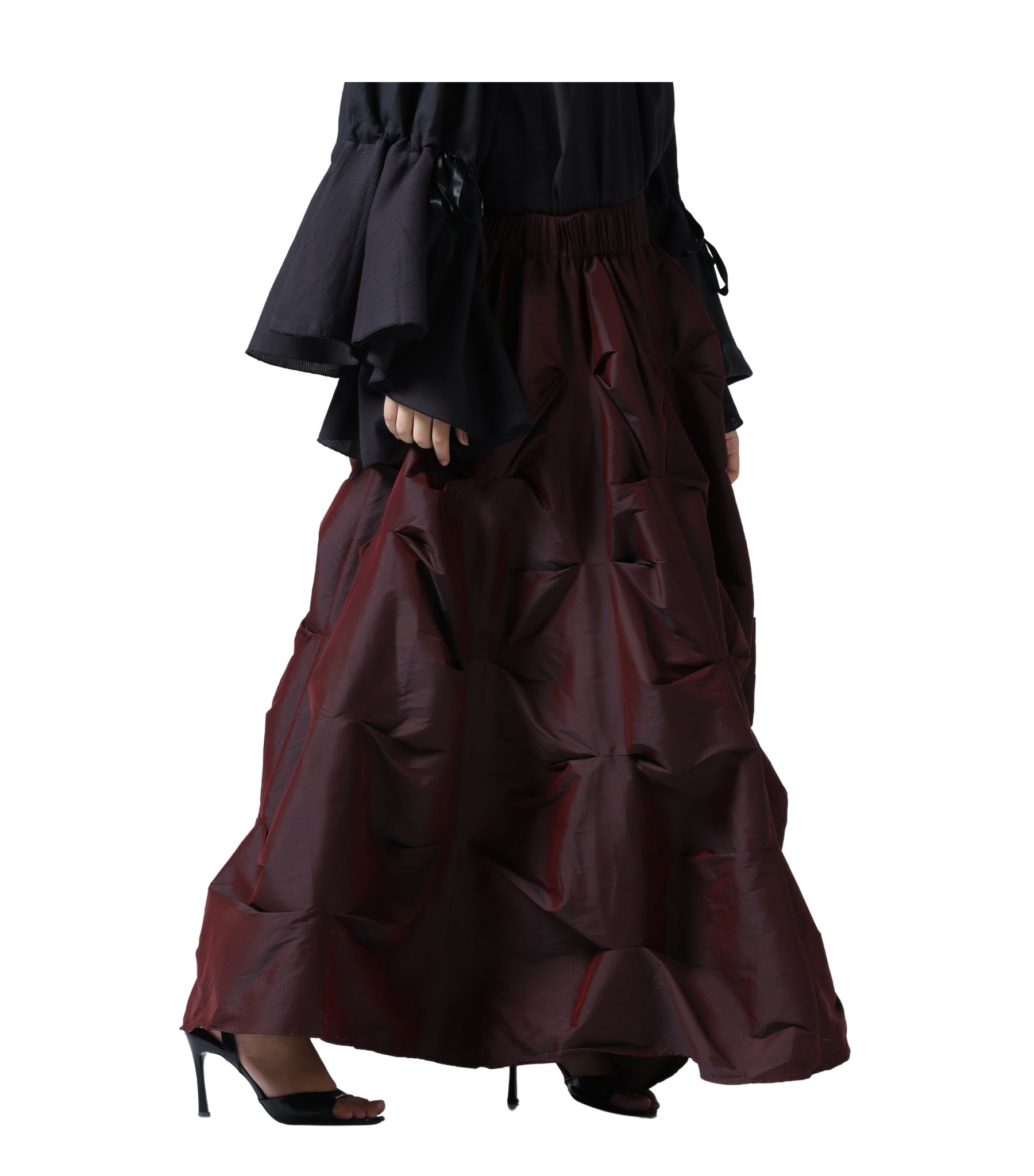 Ruched Copper Renaissance Skirt in Tafta with Cotton Lining