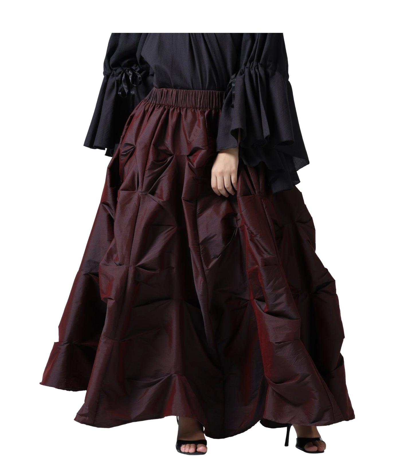 Ruched Copper Renaissance Skirt in Tafta with Cotton Lining