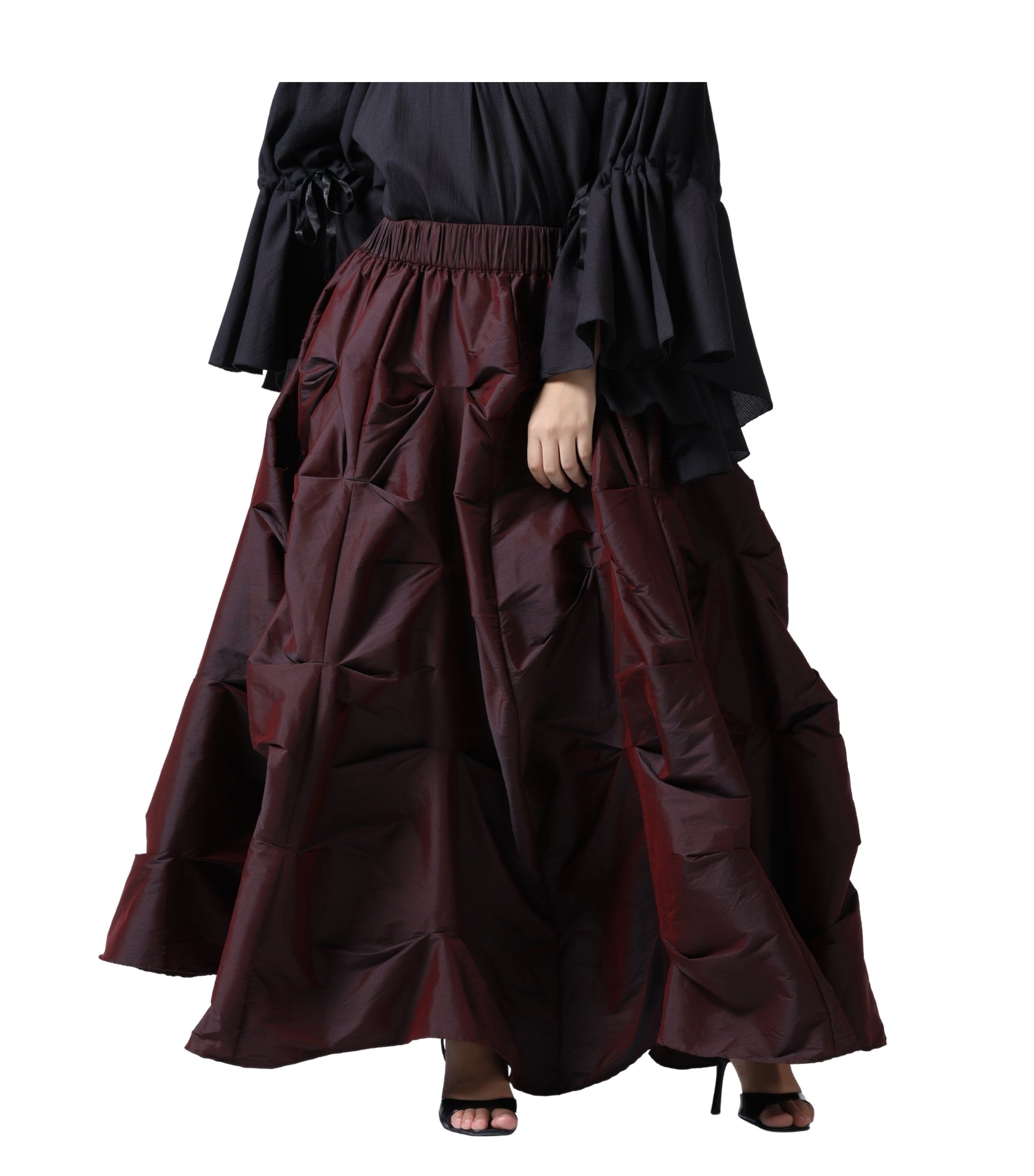 Ruched Copper Renaissance Skirt in Tafta with Cotton Lining