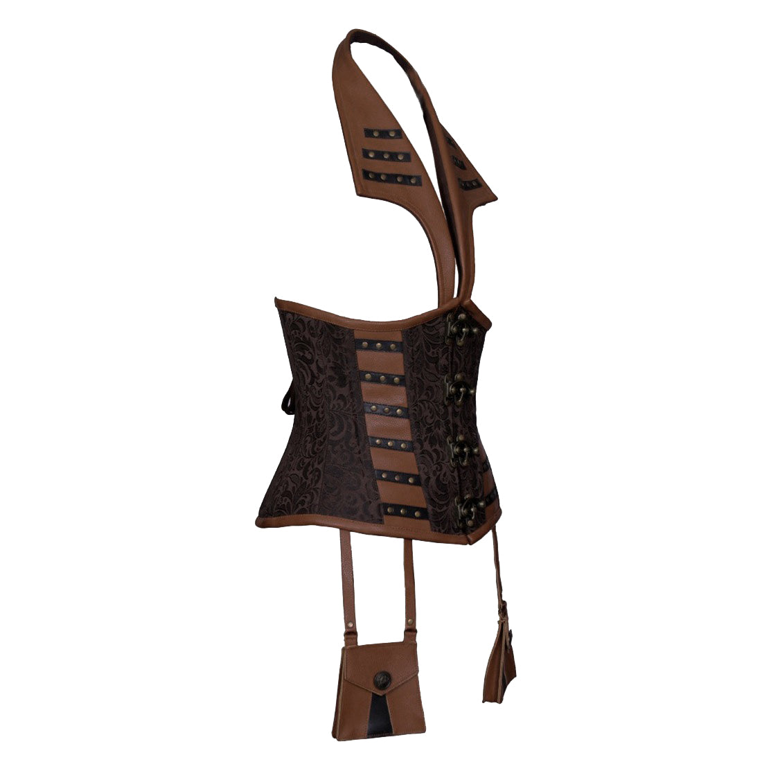 Xuxa Steampunk Devil Collar Underbust Corset Coffee Black Easto Garments