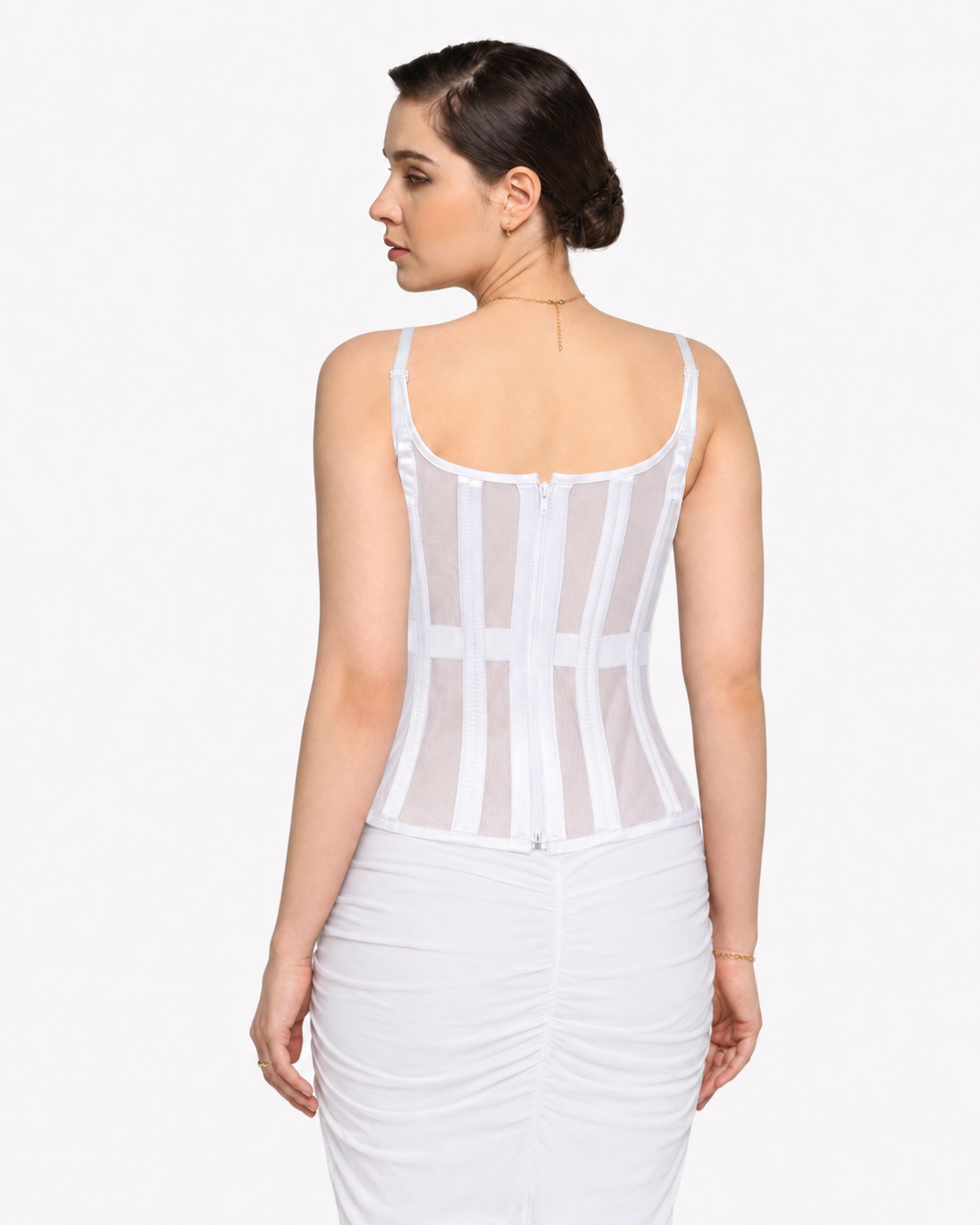wholesale white mesh bridal corset