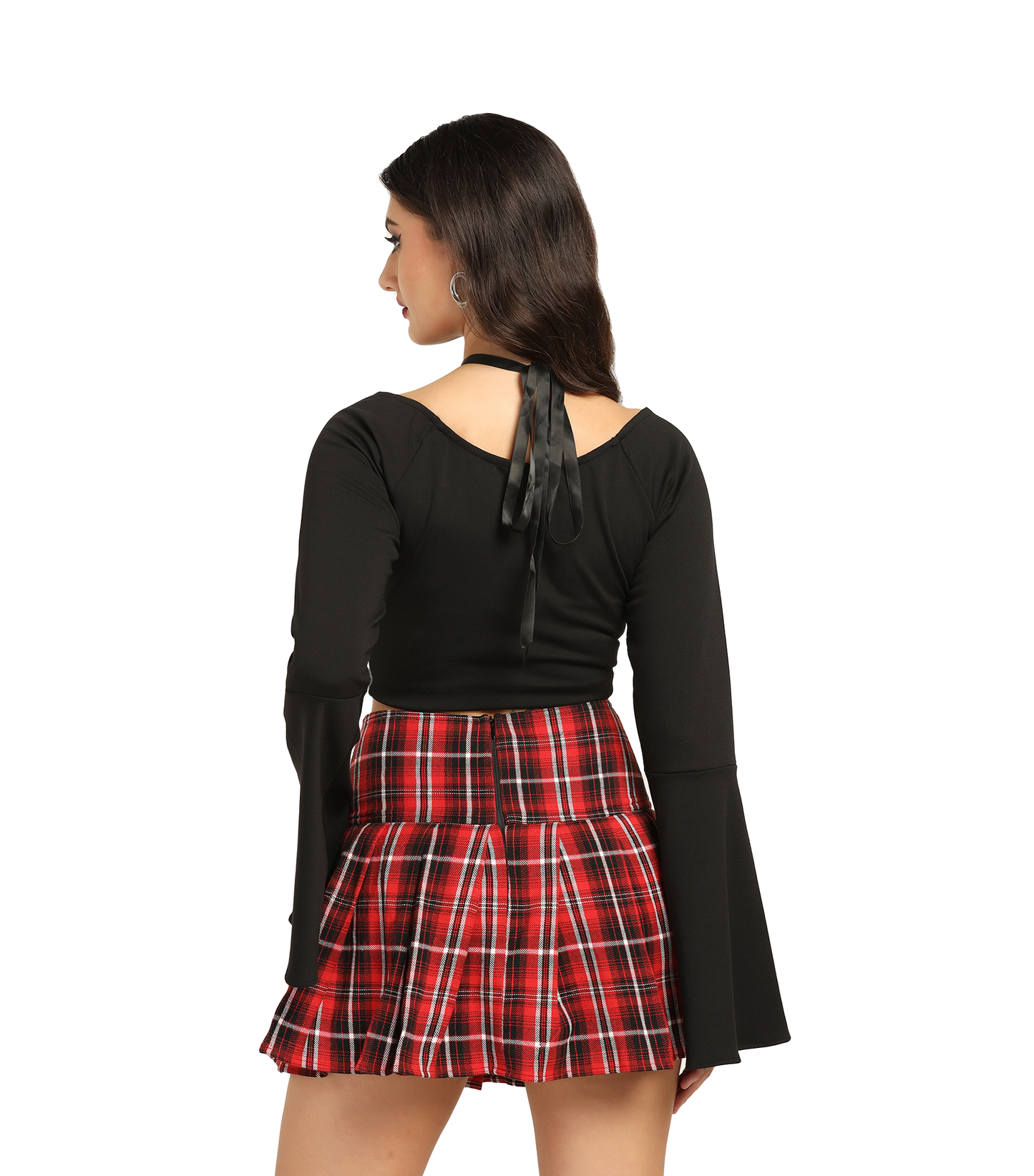 Crisscross Lace-Up Top with Flared Sleeves