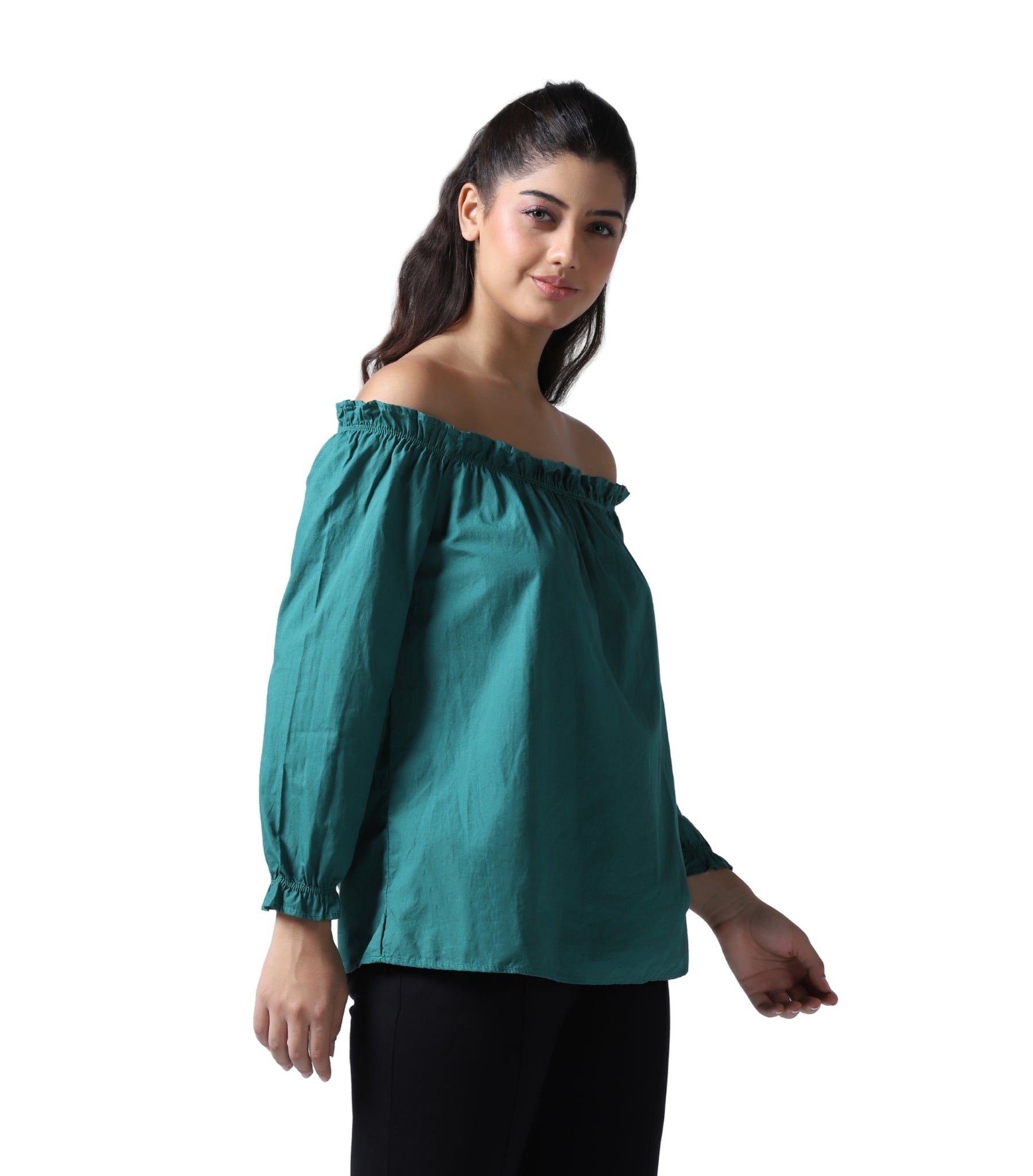 Green Cotton Off-shoulder top Easto Garments