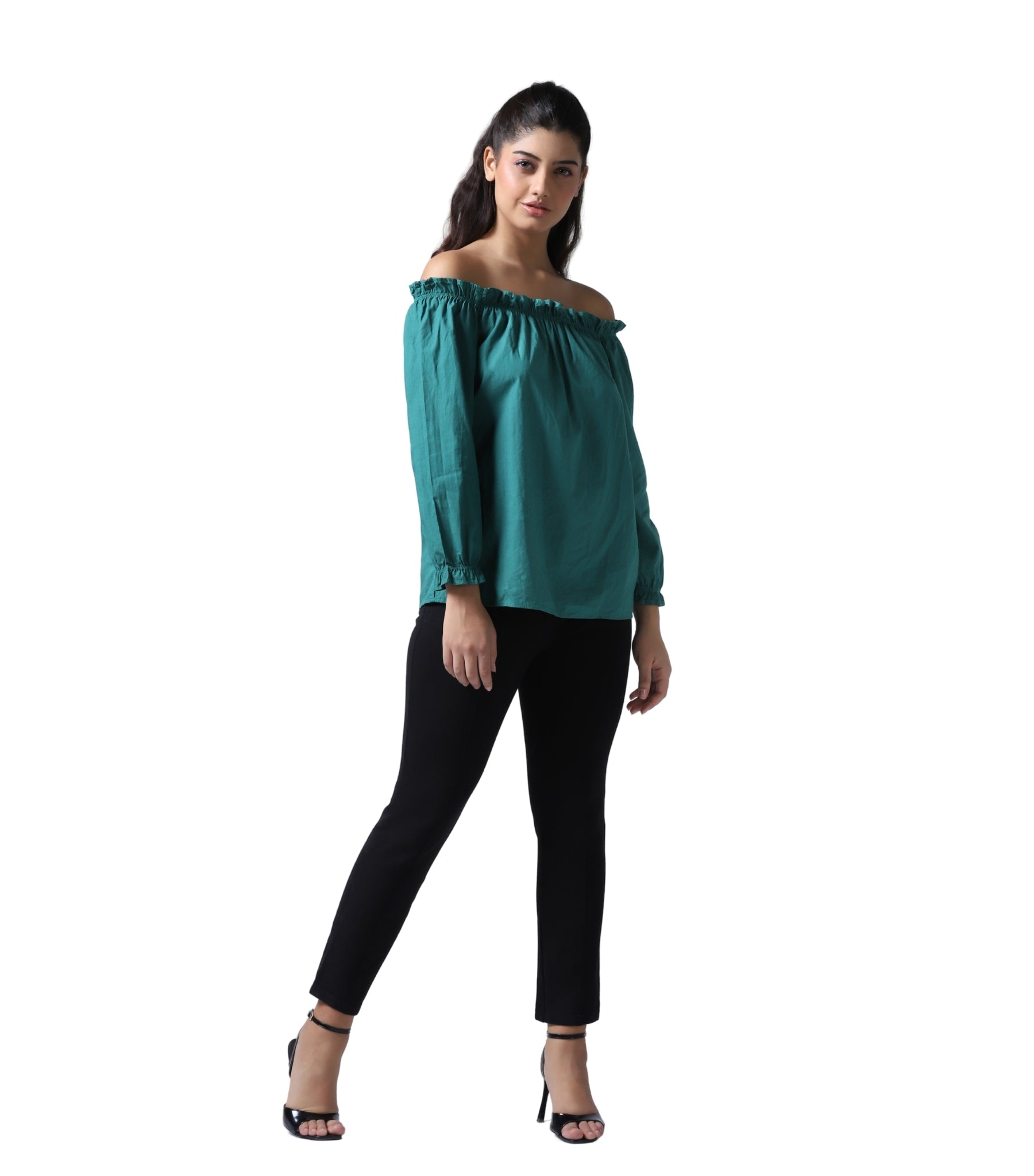 Green Cotton Off-shoulder top Easto Garments