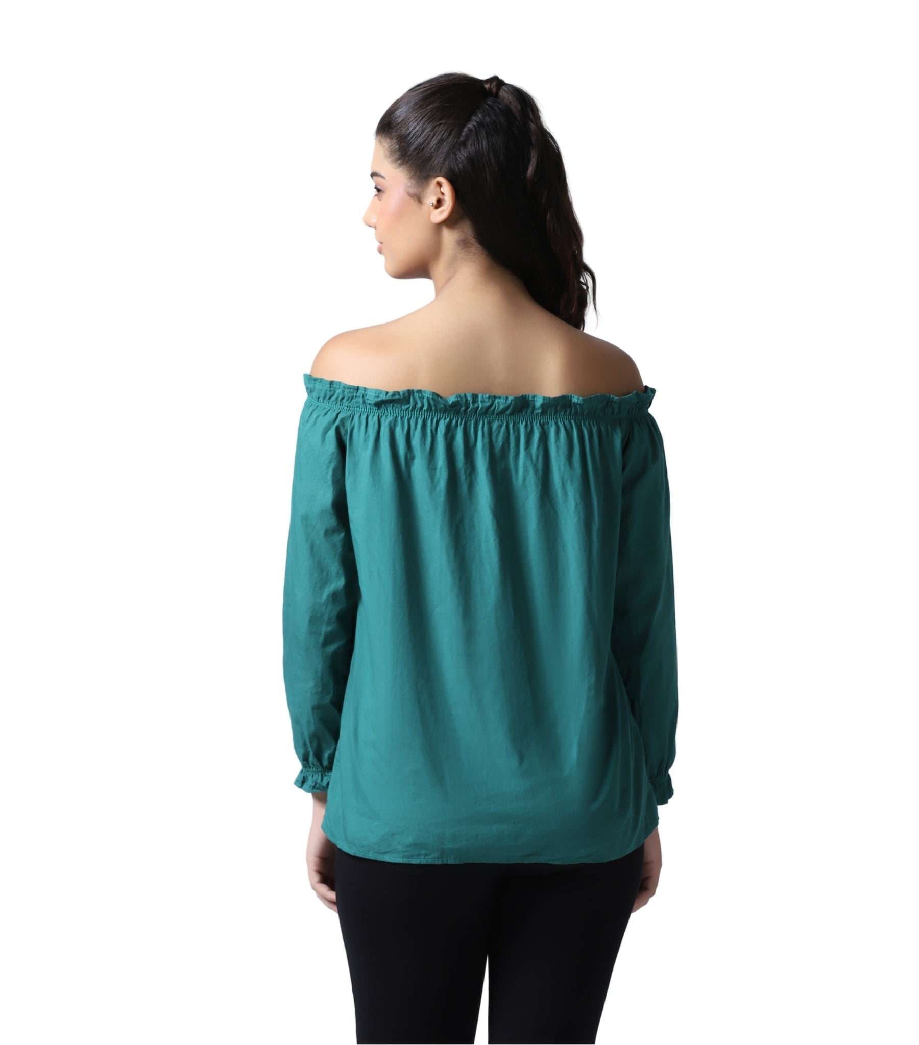 Green Cotton Off-shoulder top Easto Garments