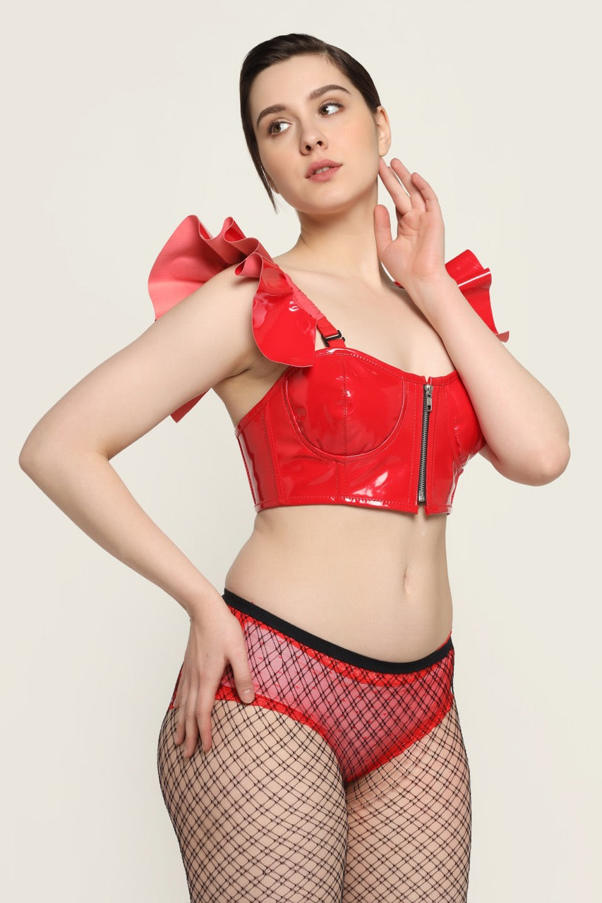 Red Pvc Corset Top