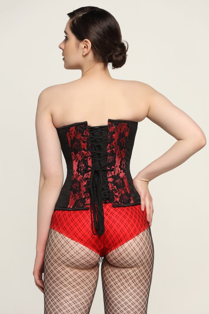 Red Black waist reducing overbust Corsets