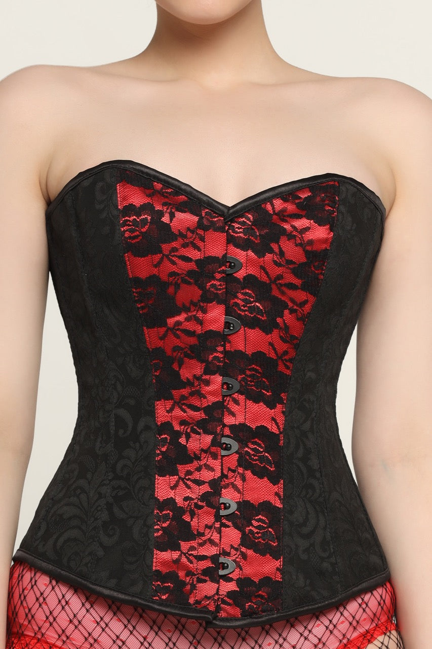 Red Black waist reducing overbust Corsets