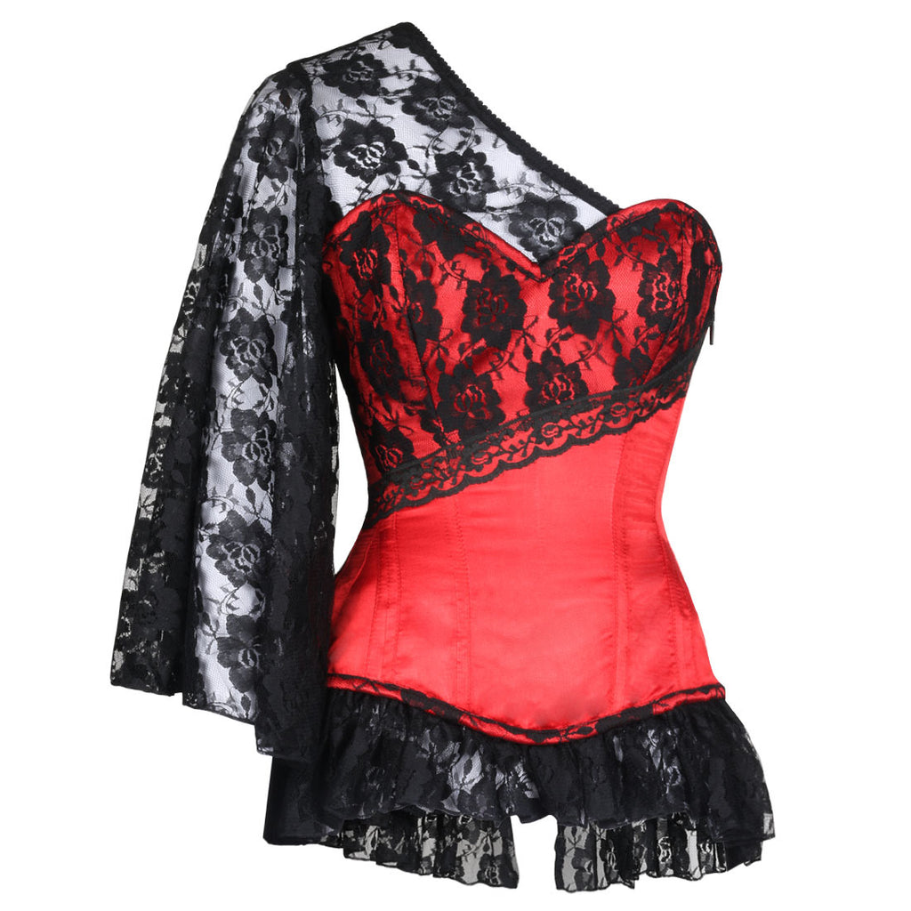 dark red corset mini dress Guizio Scarlett Corset Wrap Mini Dress Red Love / XS