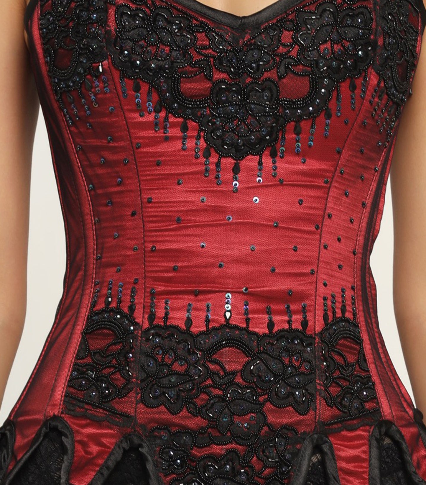 Black/Red Overbust corset