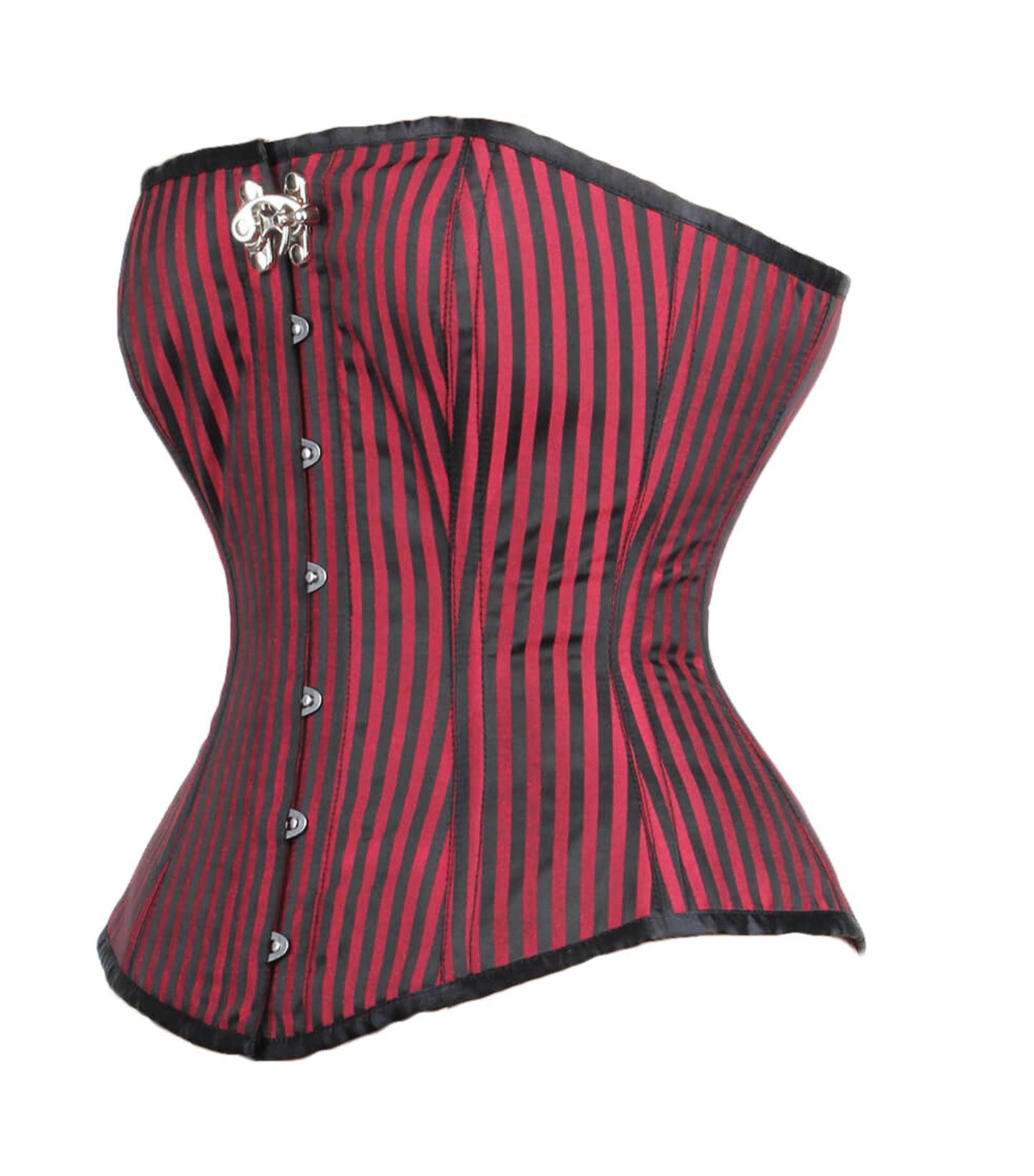 Red Black Stripes Long Line Overbust Corset