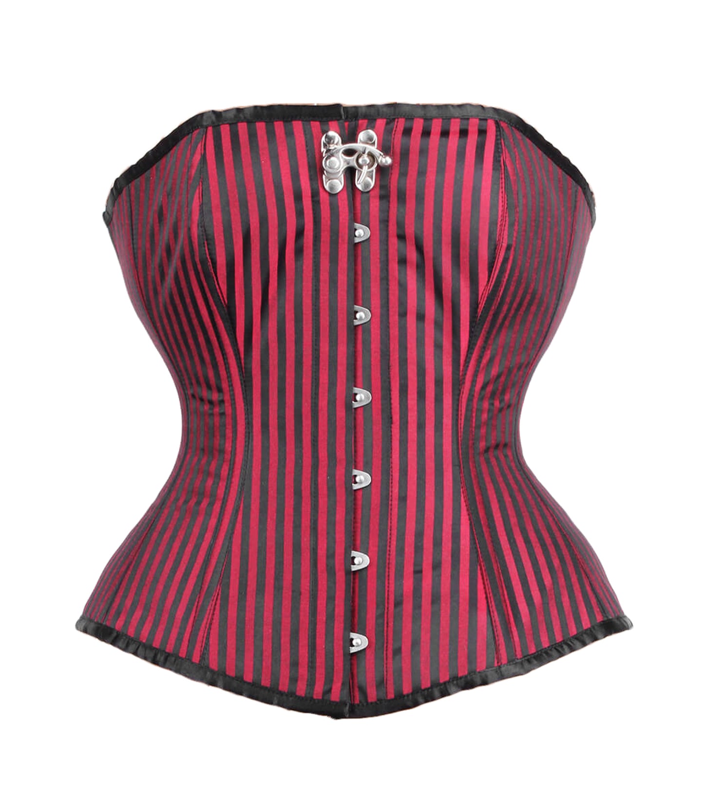 Red Black Stripes Long Line Overbust Corset