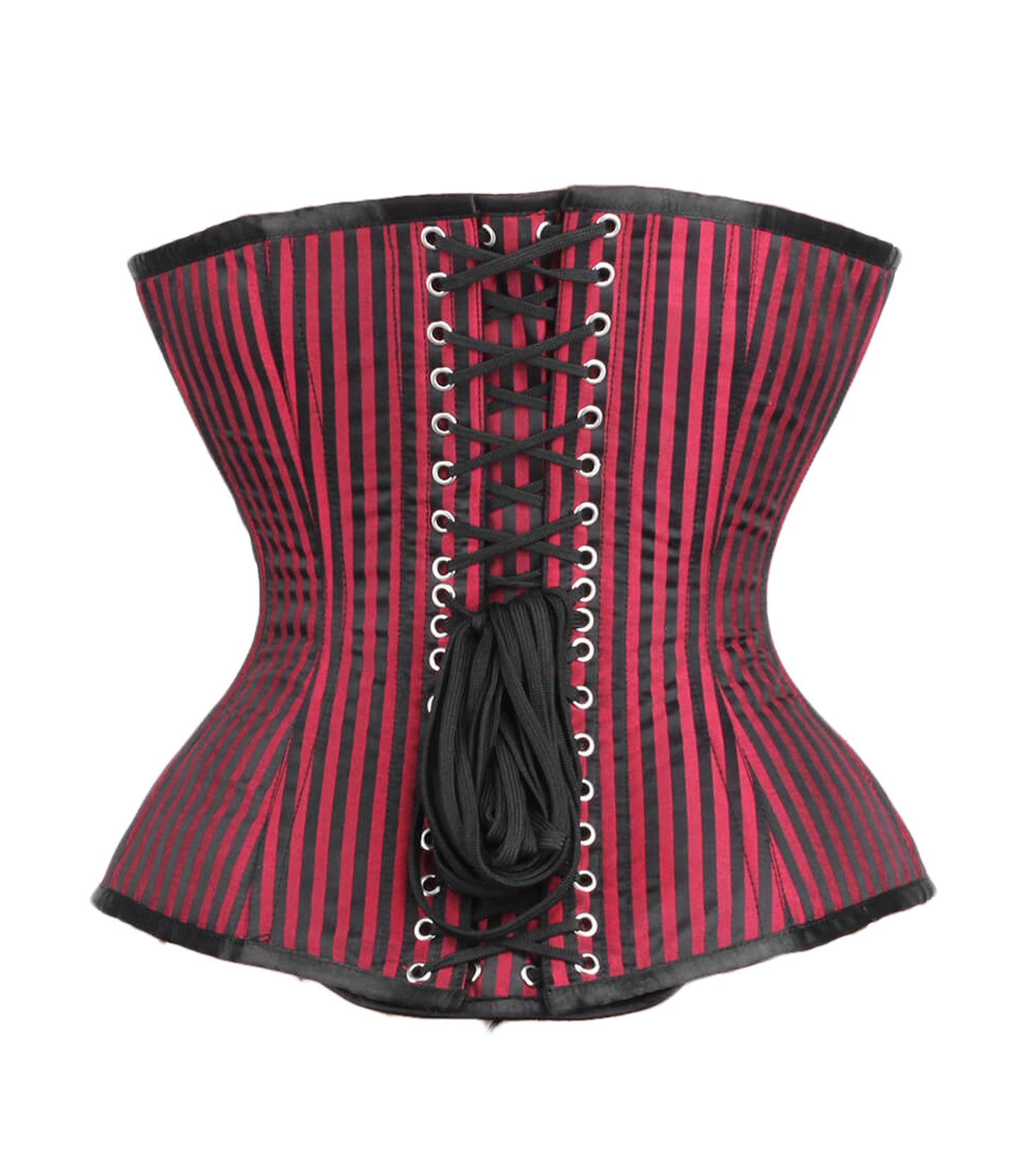 Red Black Stripes Long Line Overbust Corset