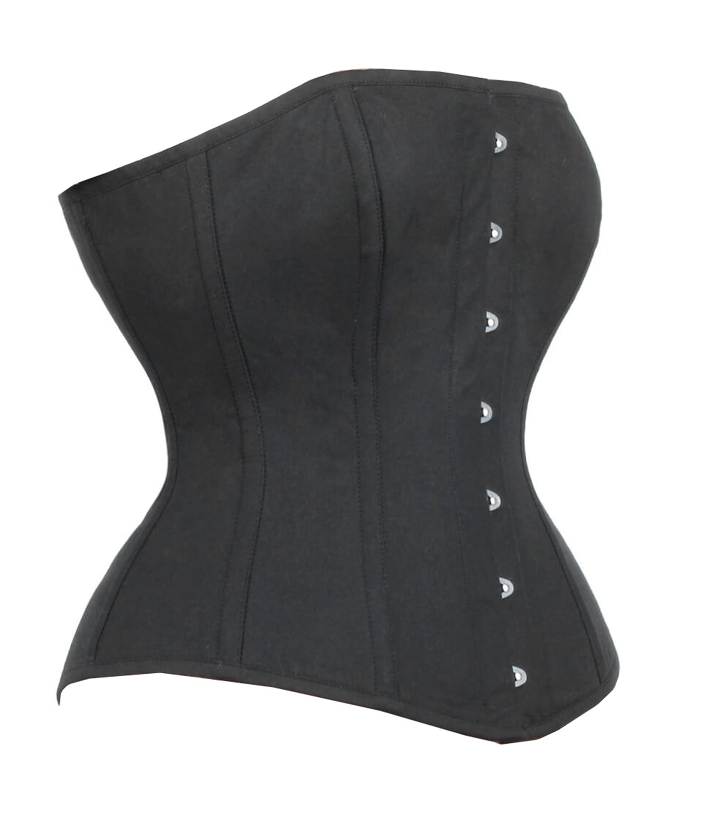 Black Cotton Long Line Overbust Corset