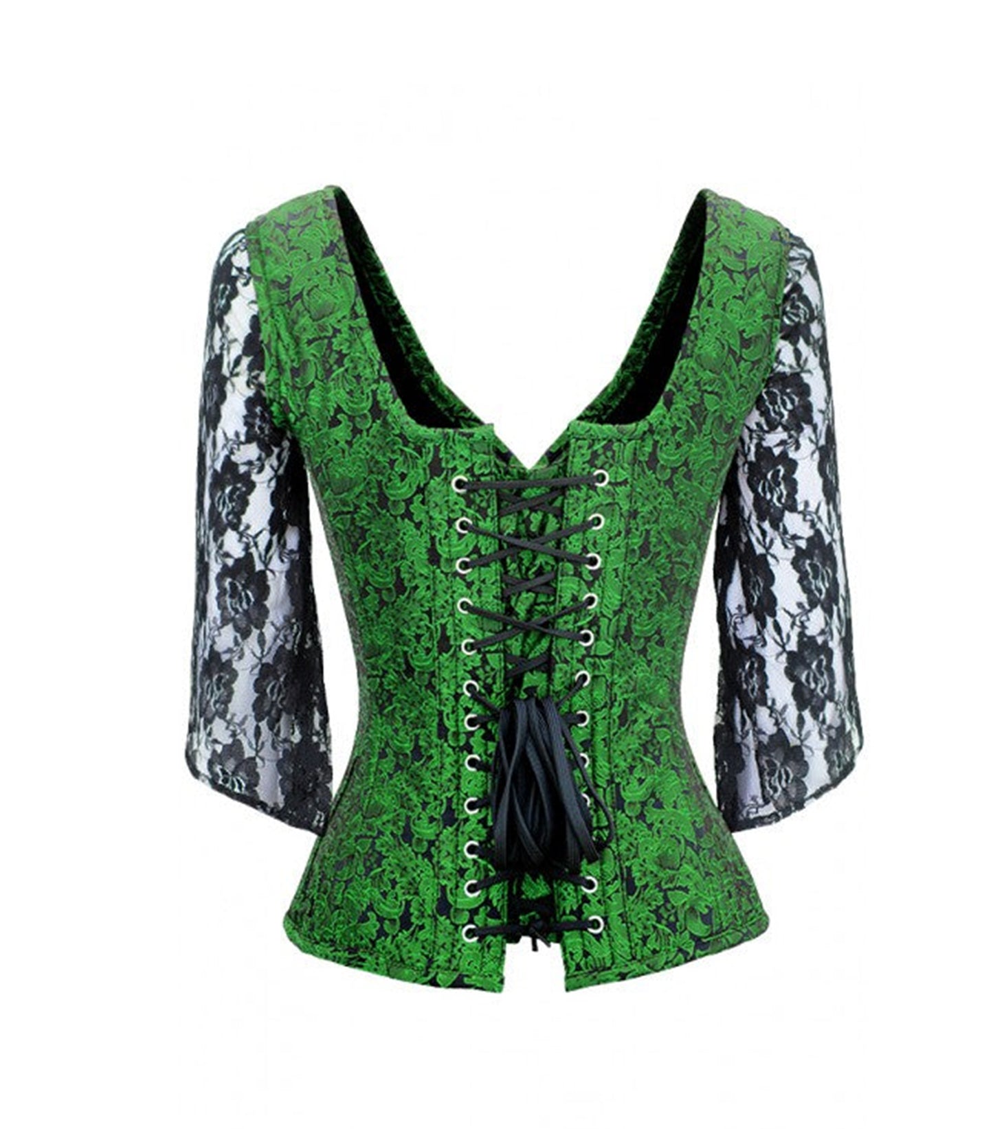 Green Black Broade Overbust Corset