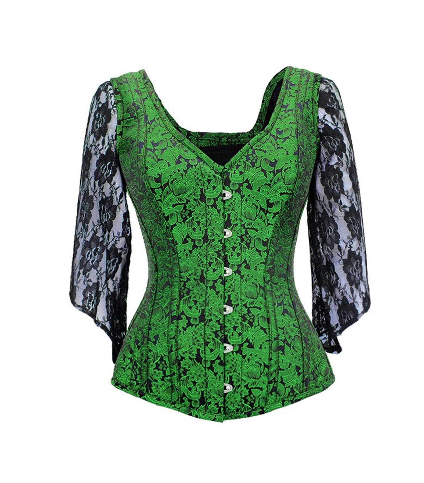 Green Black Broade Overbust Corset