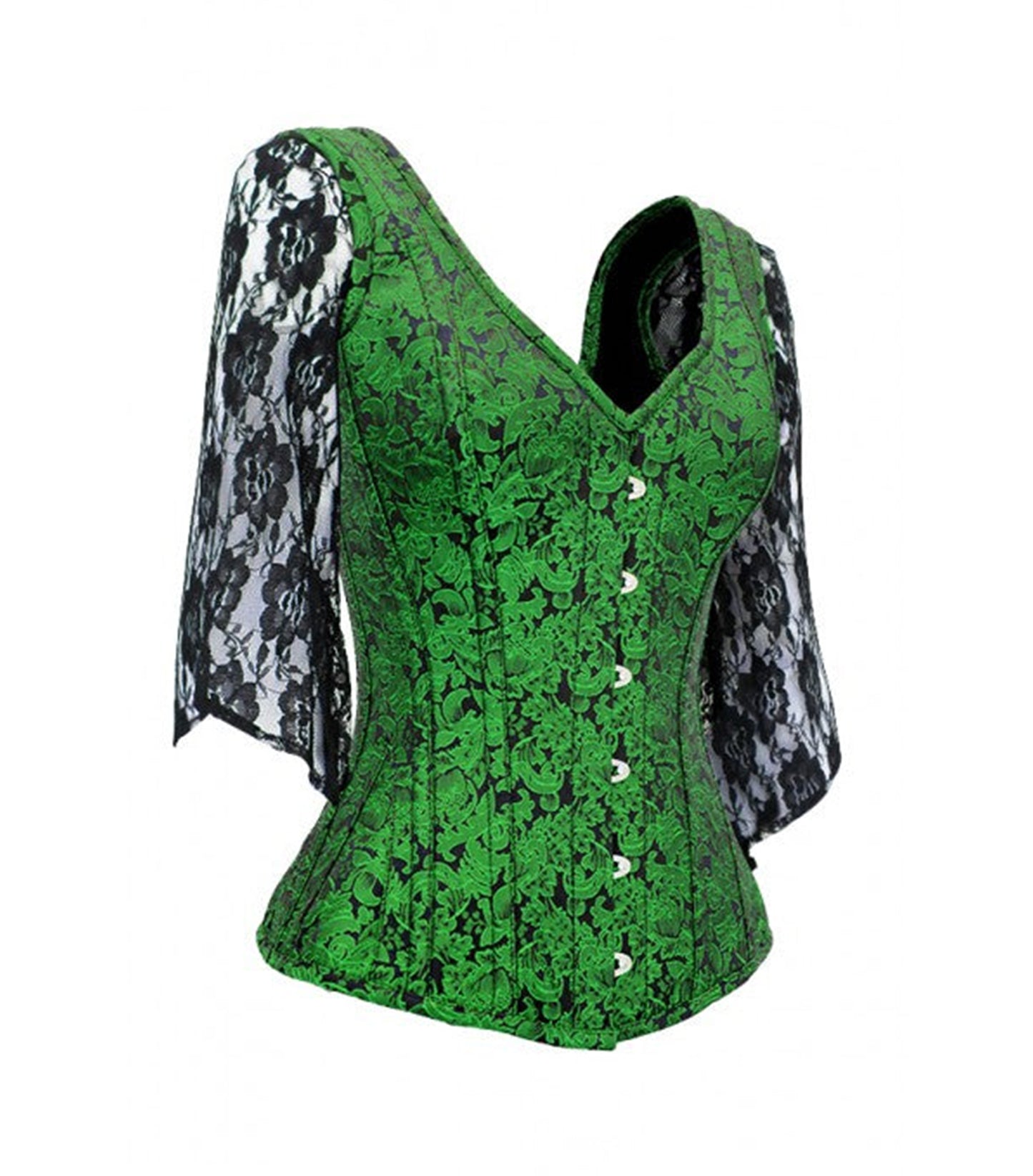 Green Black Broade Overbust Corset