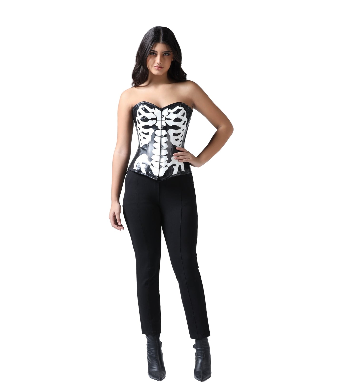 Black/White Pu Overbust Corset Easto Garments