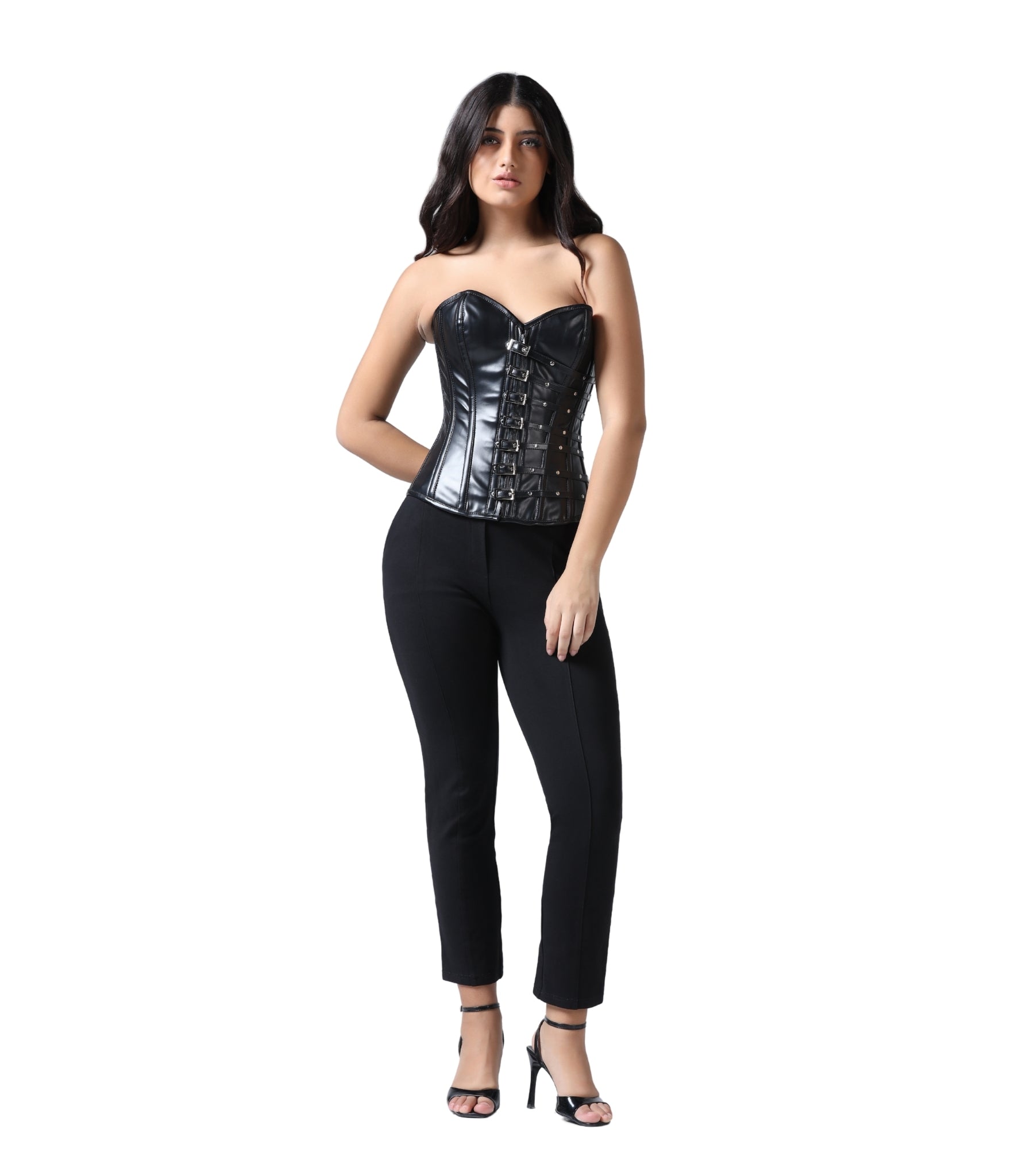 Black Pu  Overbust  Corset Easto Garments