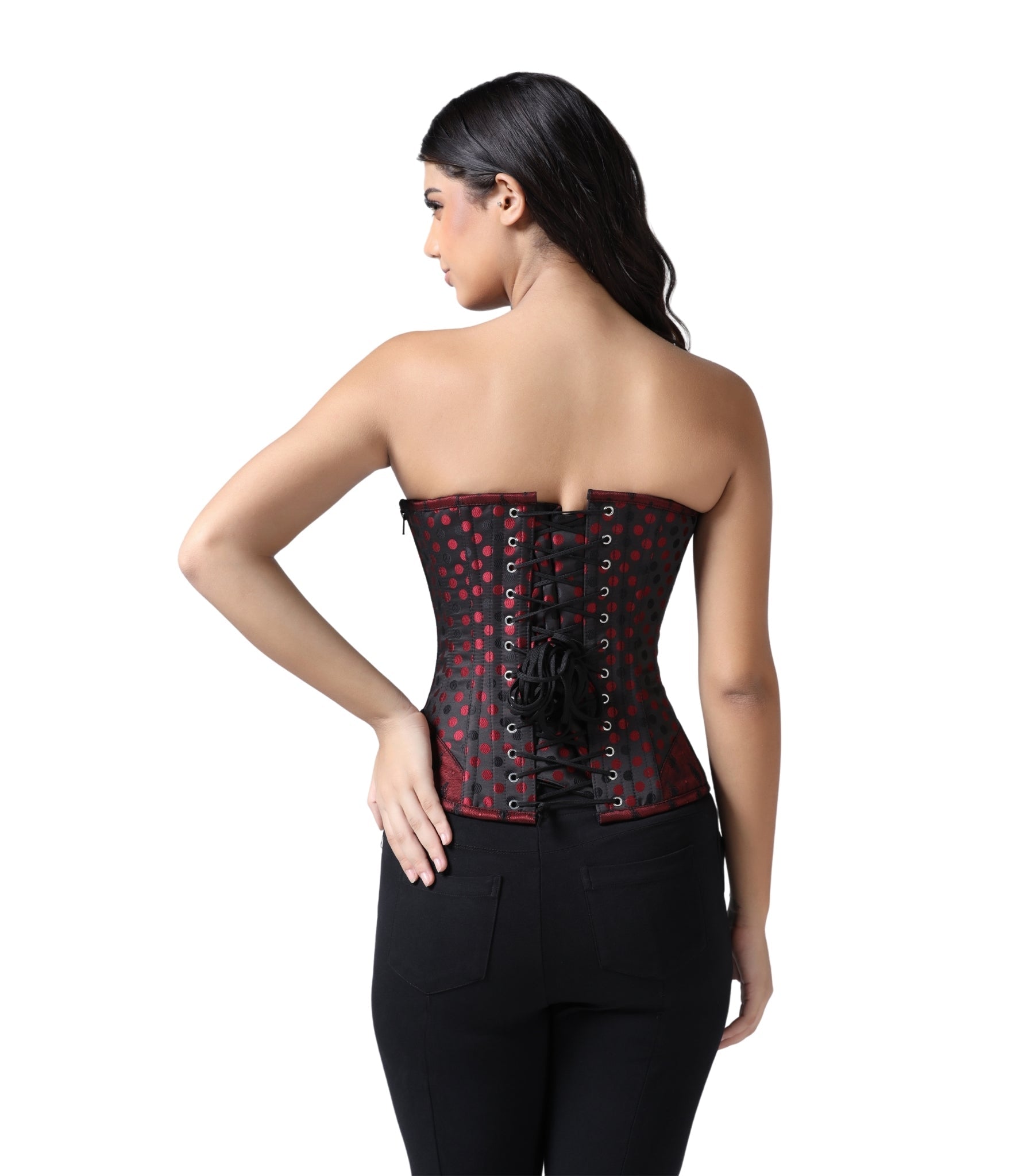 Red/Black Jaquard Overbust Corset Easto Garments