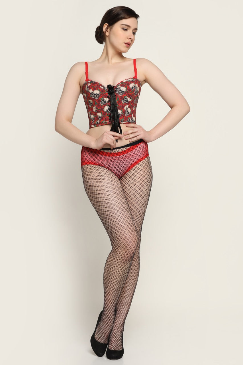 Skull Rose printed Corset Top