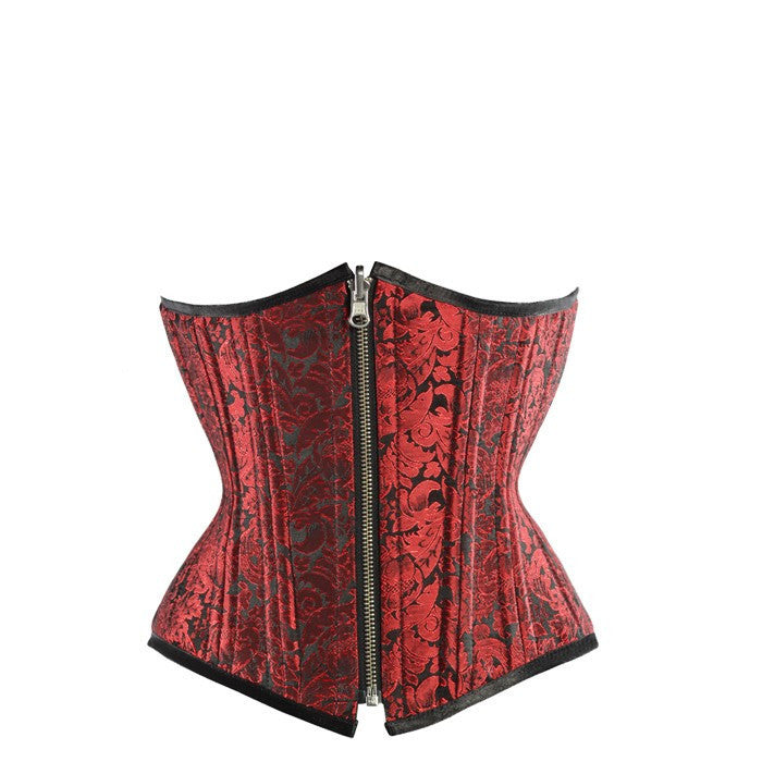 Silver/Black Brocade Authentic Steel Boned Reversible Waist Training Underbust Corset