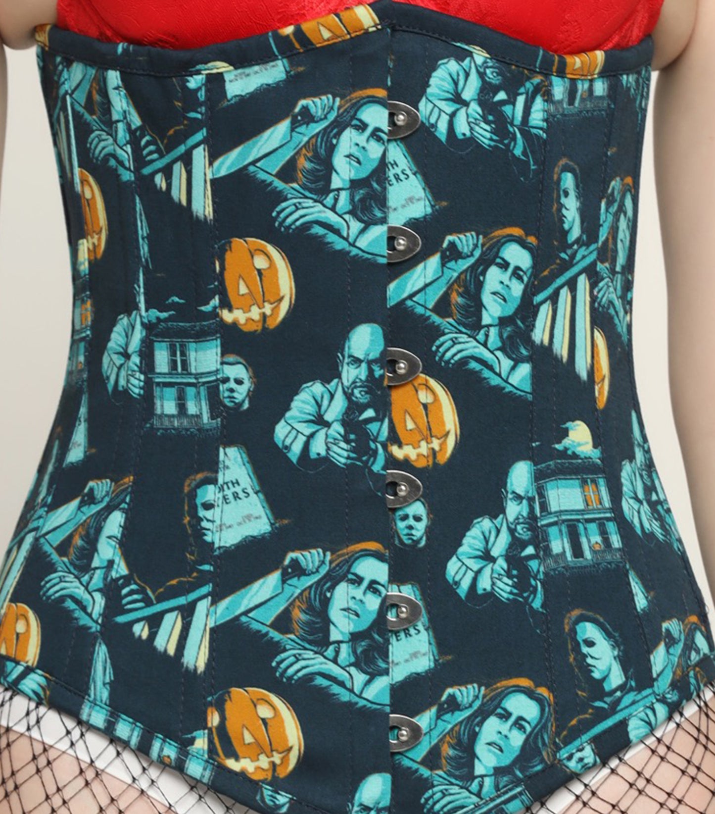 Chevron printed waist reducing longlined underbust corset