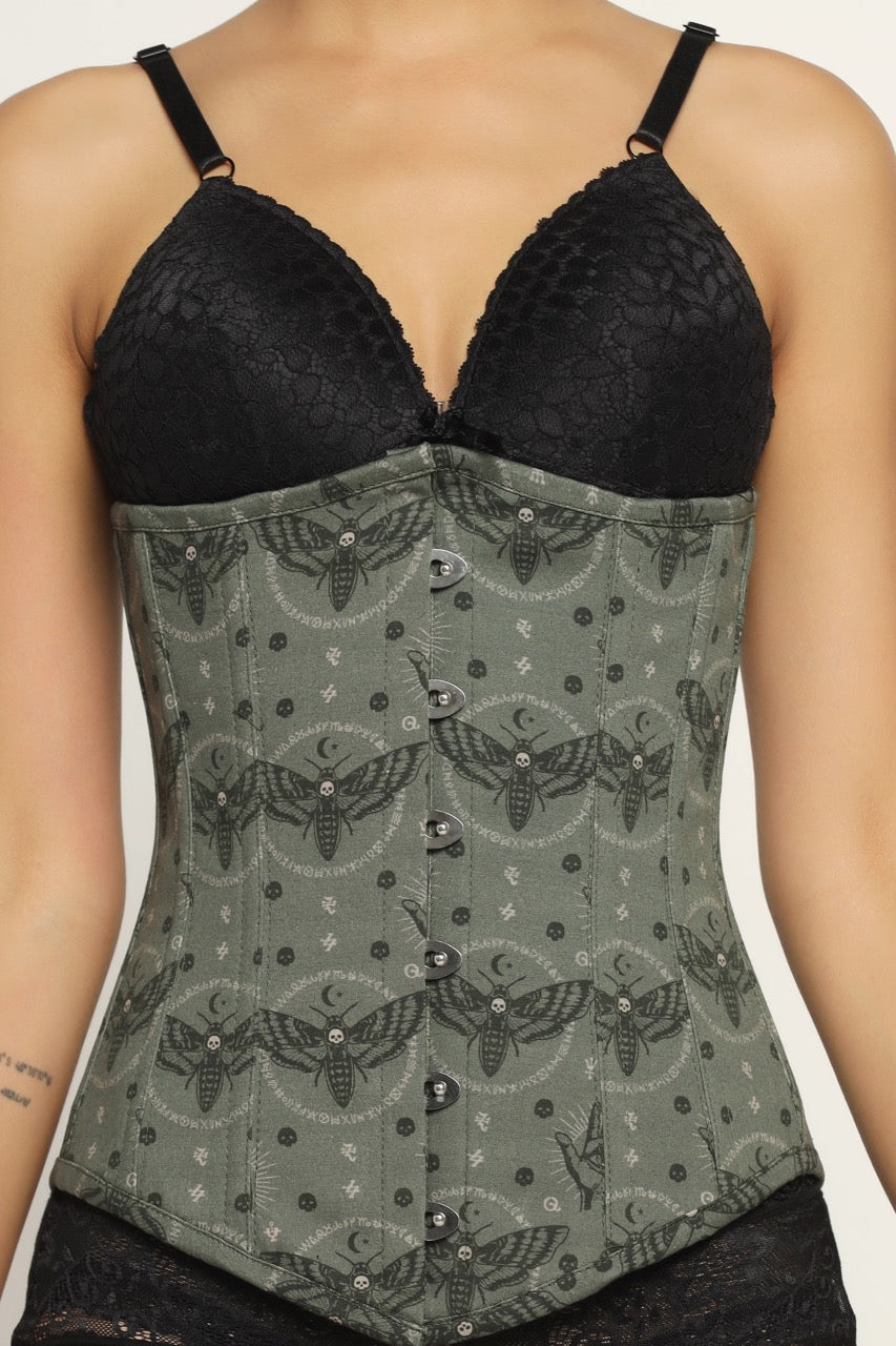 Paislry printed waist reducing longlined underbust corset