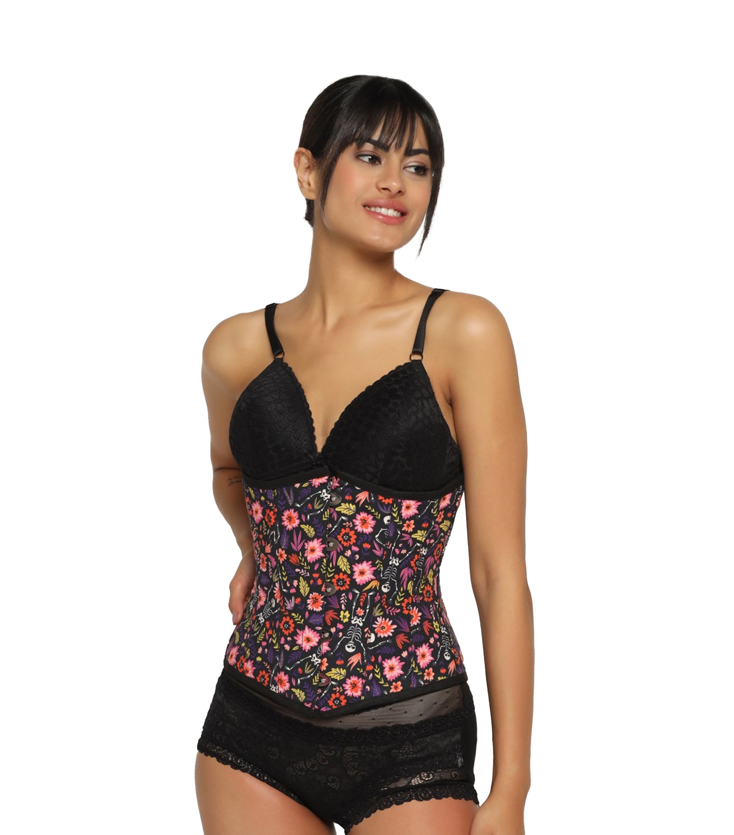 Ikat printed waist reducing underbust corset