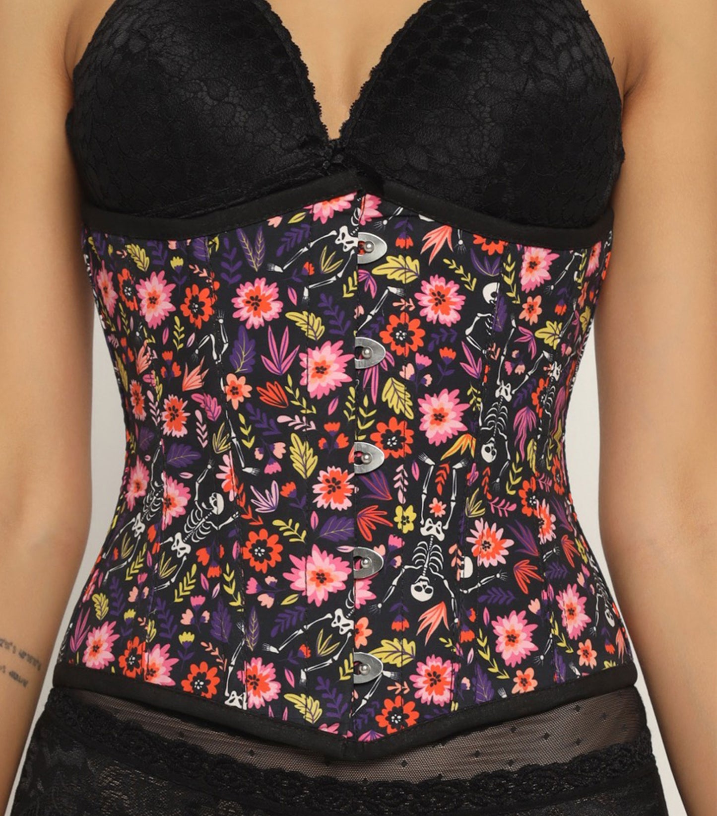 Ikat printed waist reducing underbust corset