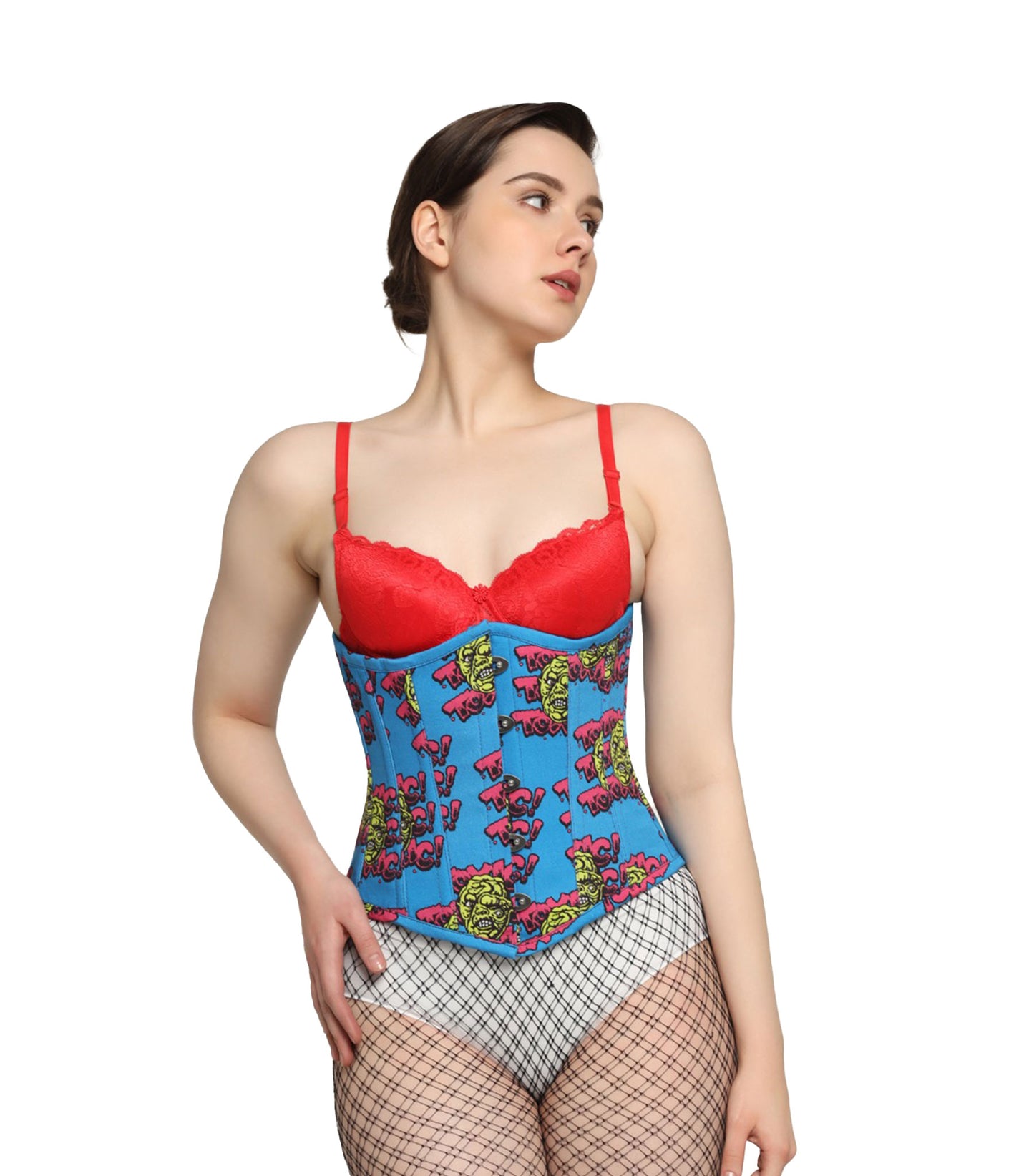Devil printed waist reducing underbust corset