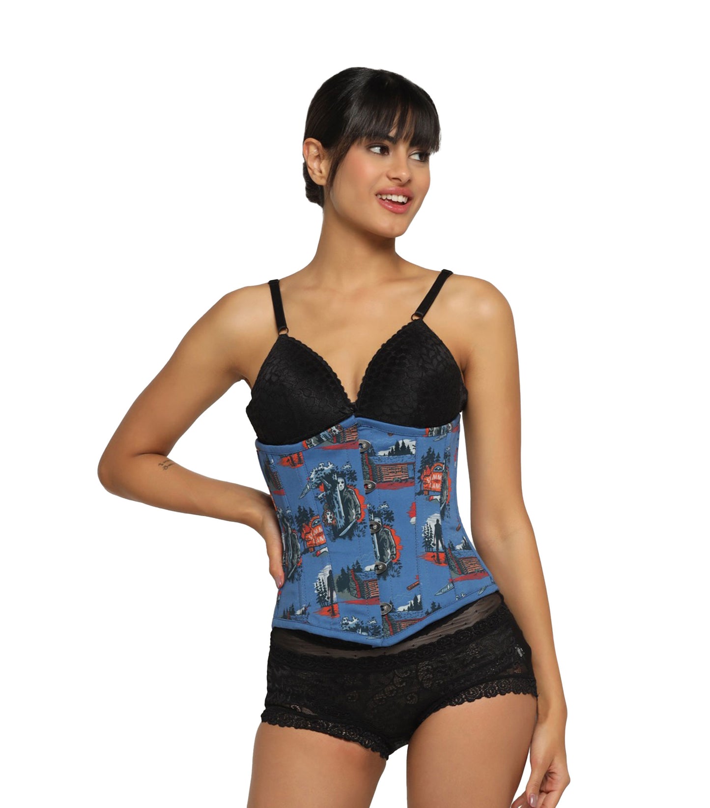 Halloween printed waist reducing underbust corset