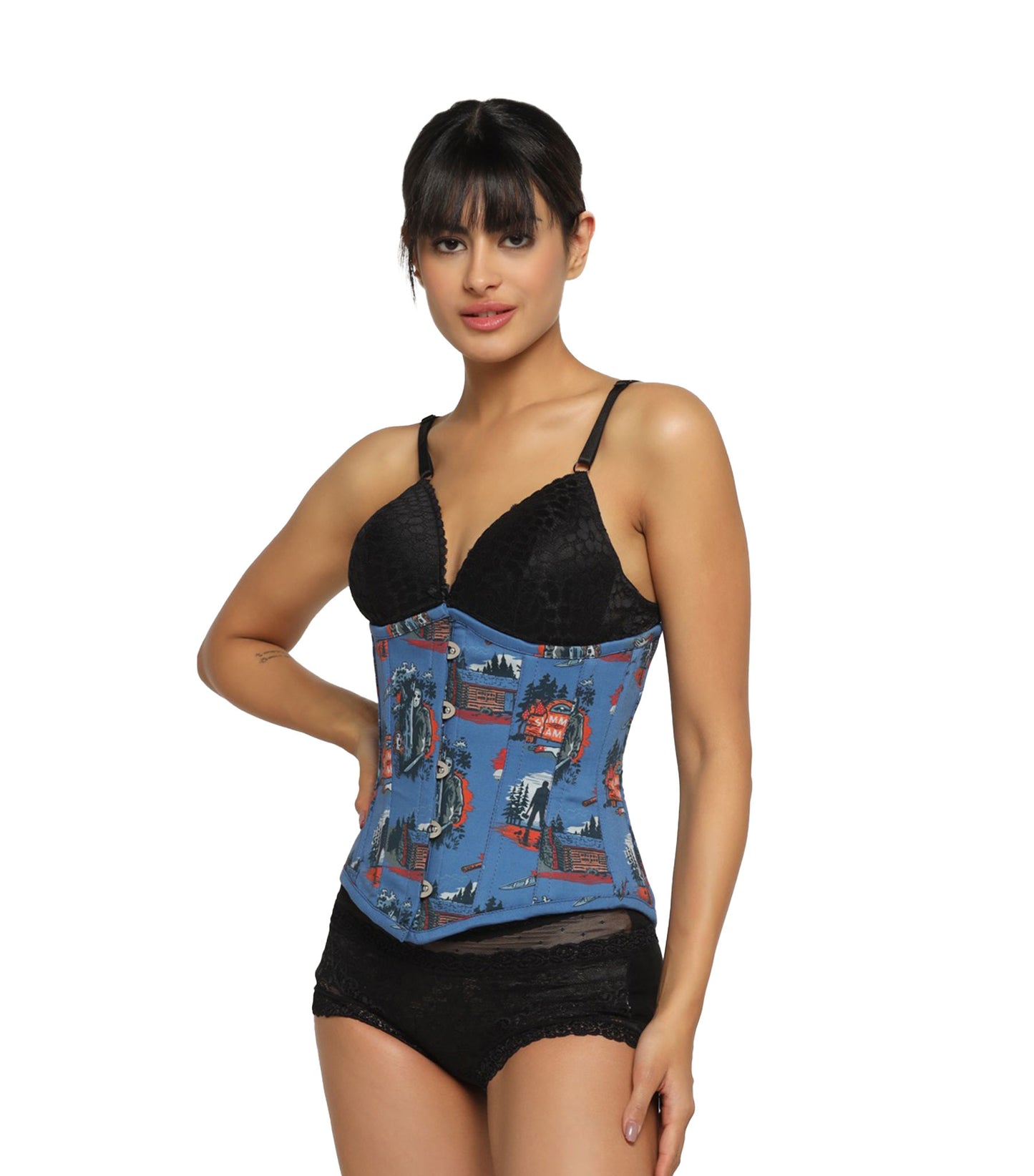 Halloween printed waist reducing underbust corset