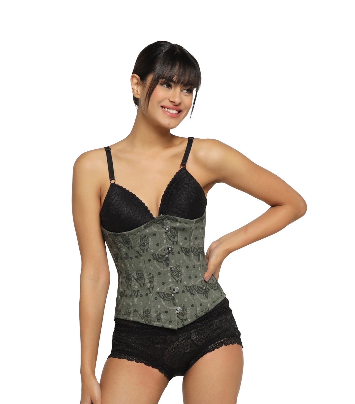 Bees printed waist reducing underbust corset