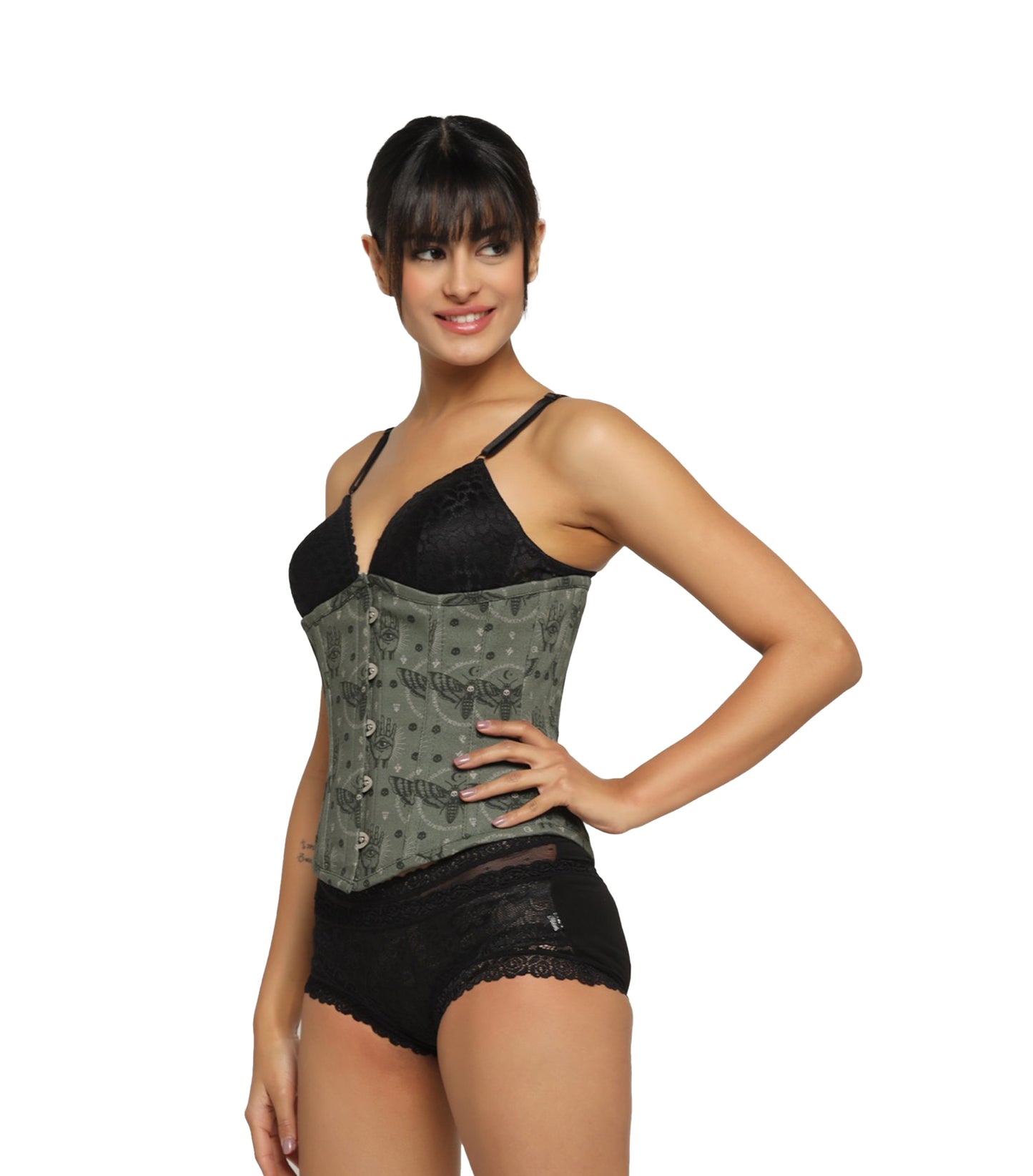 Bees printed waist reducing underbust corset
