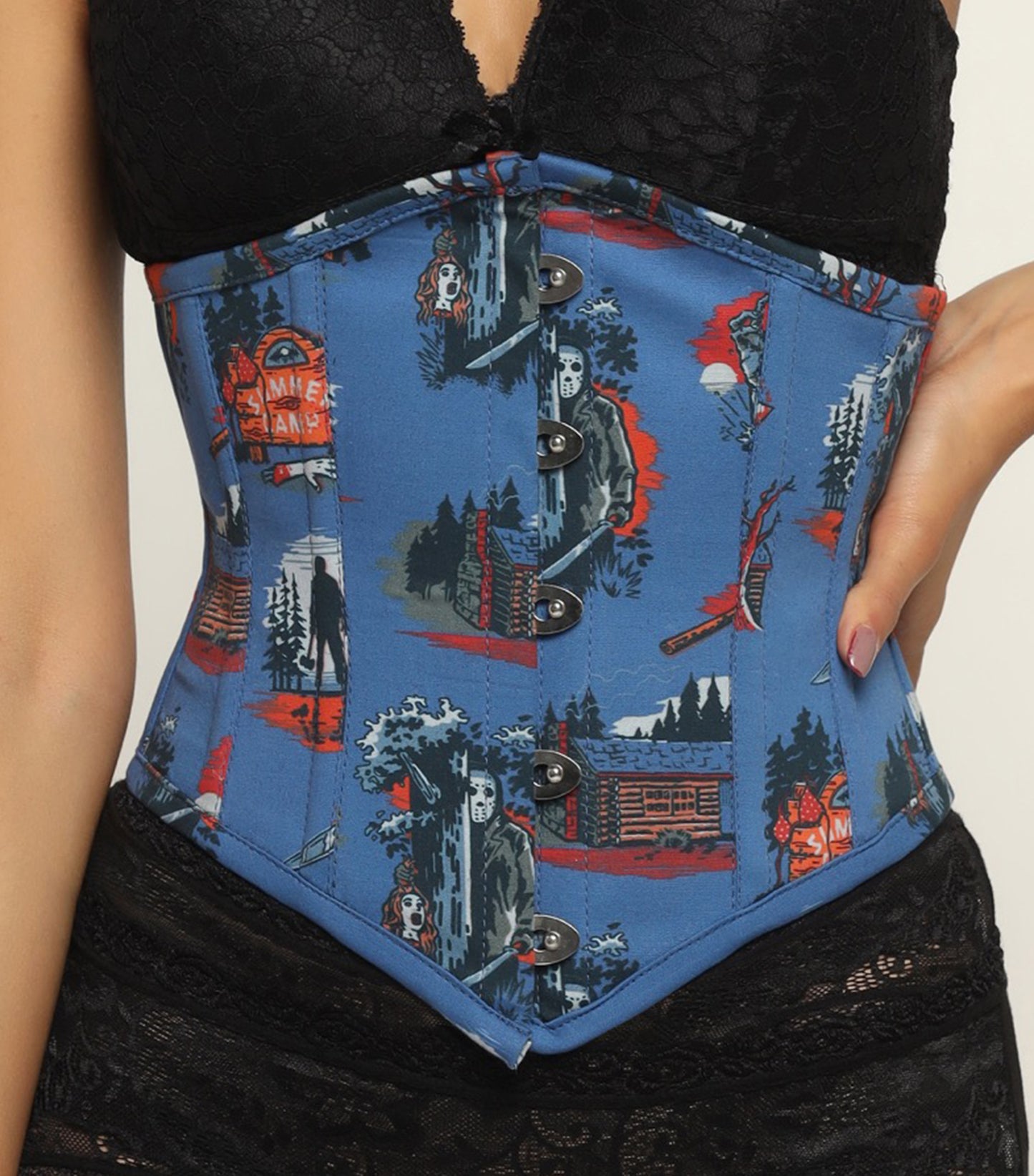 Halloween printed Waist Reducing Authentic Steel Boned Sexy Underbust Corset