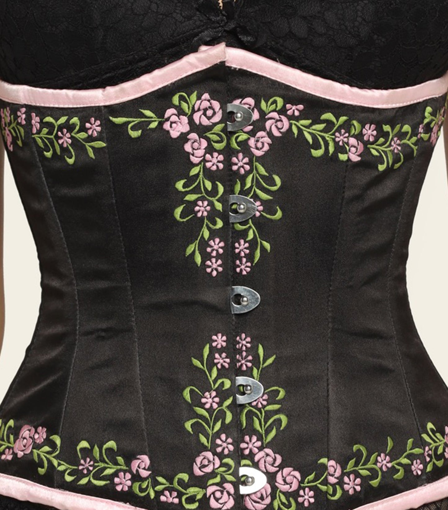 Flower Embroidered waist reducing underbust corset