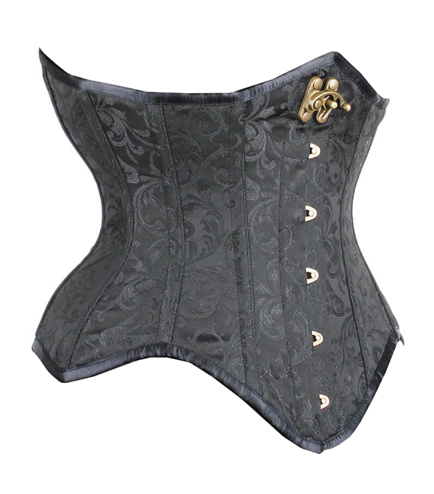 Black Brocade Waist Reducing Underbust Corset