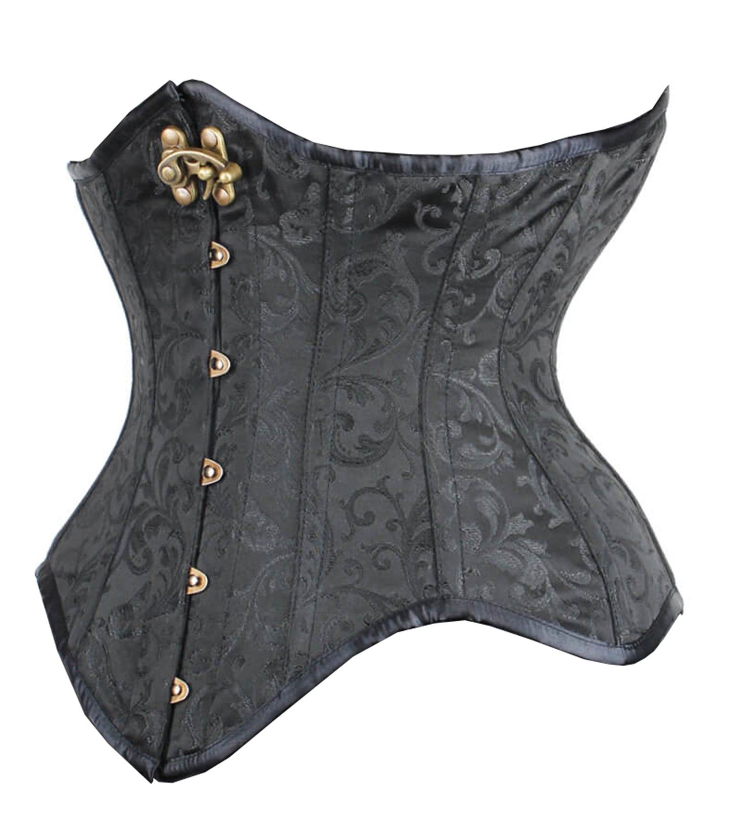 Black Brocade Waist Reducing Underbust Corset