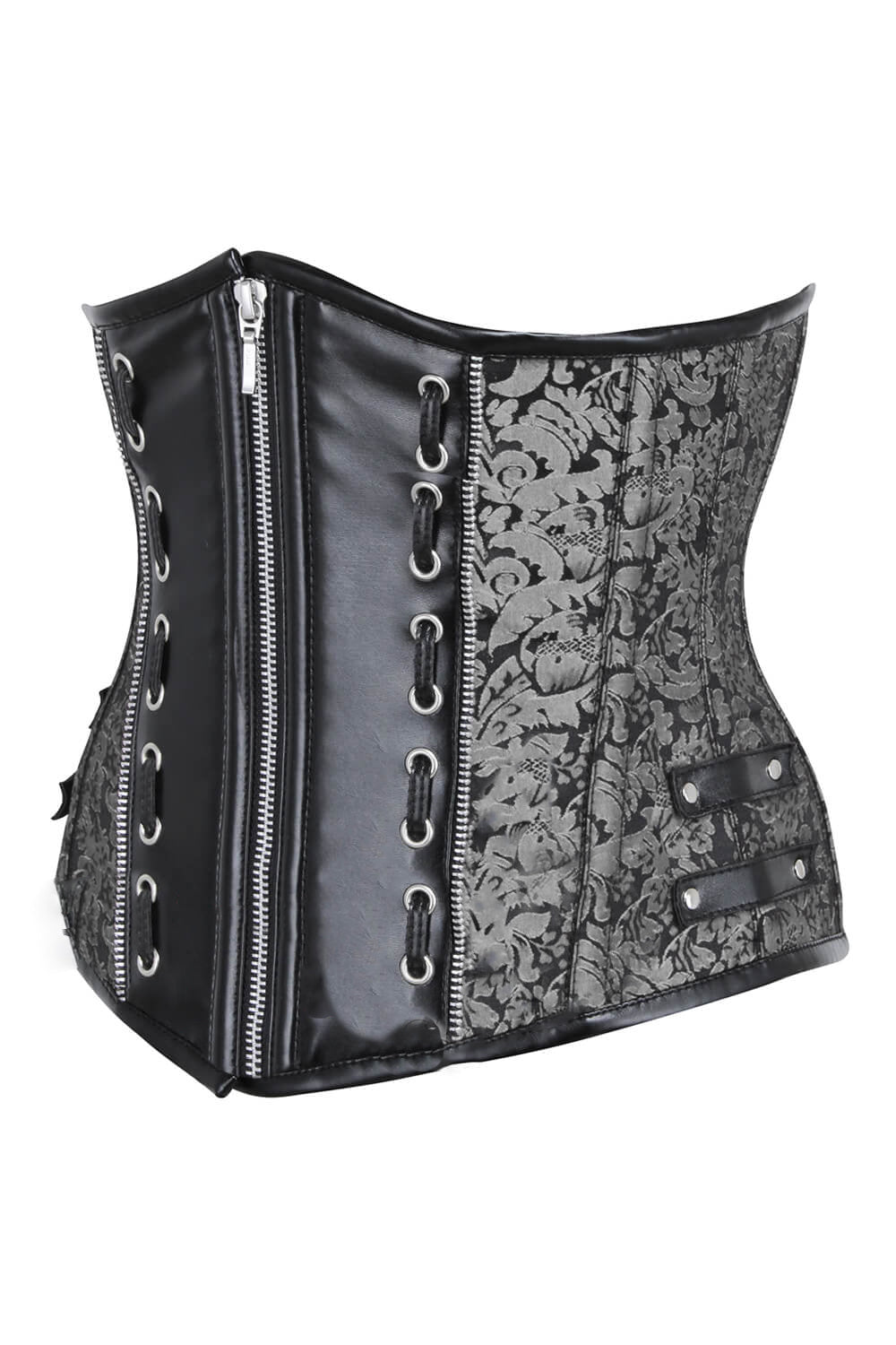 Silver Brocade Underbust Corset