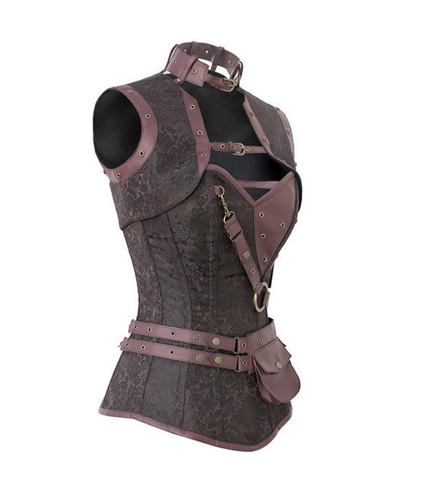 Brown Brocade Overbust Corset