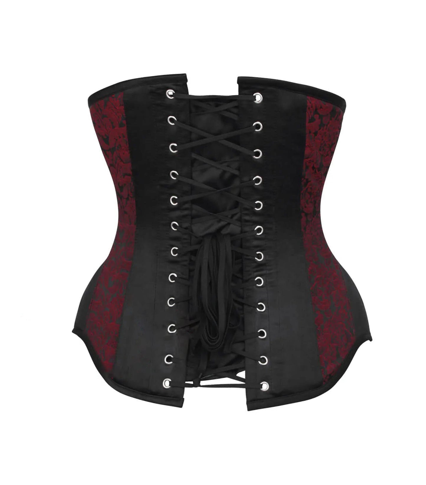 Red Brocade Black Satin Waist Reducing Underbust Corset