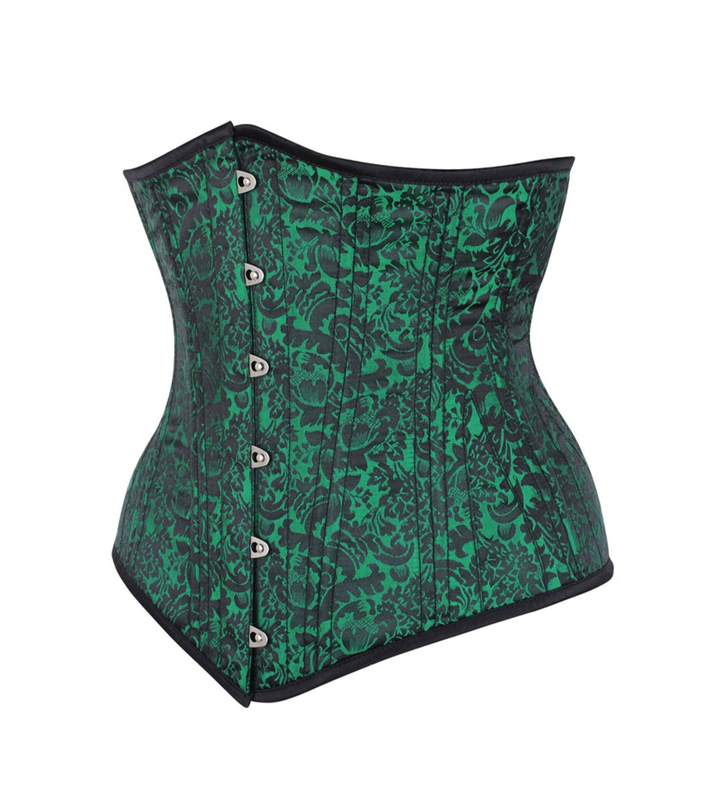 Green/Black Brocade Authentic Steel Boned Waist Training Underbust Corset