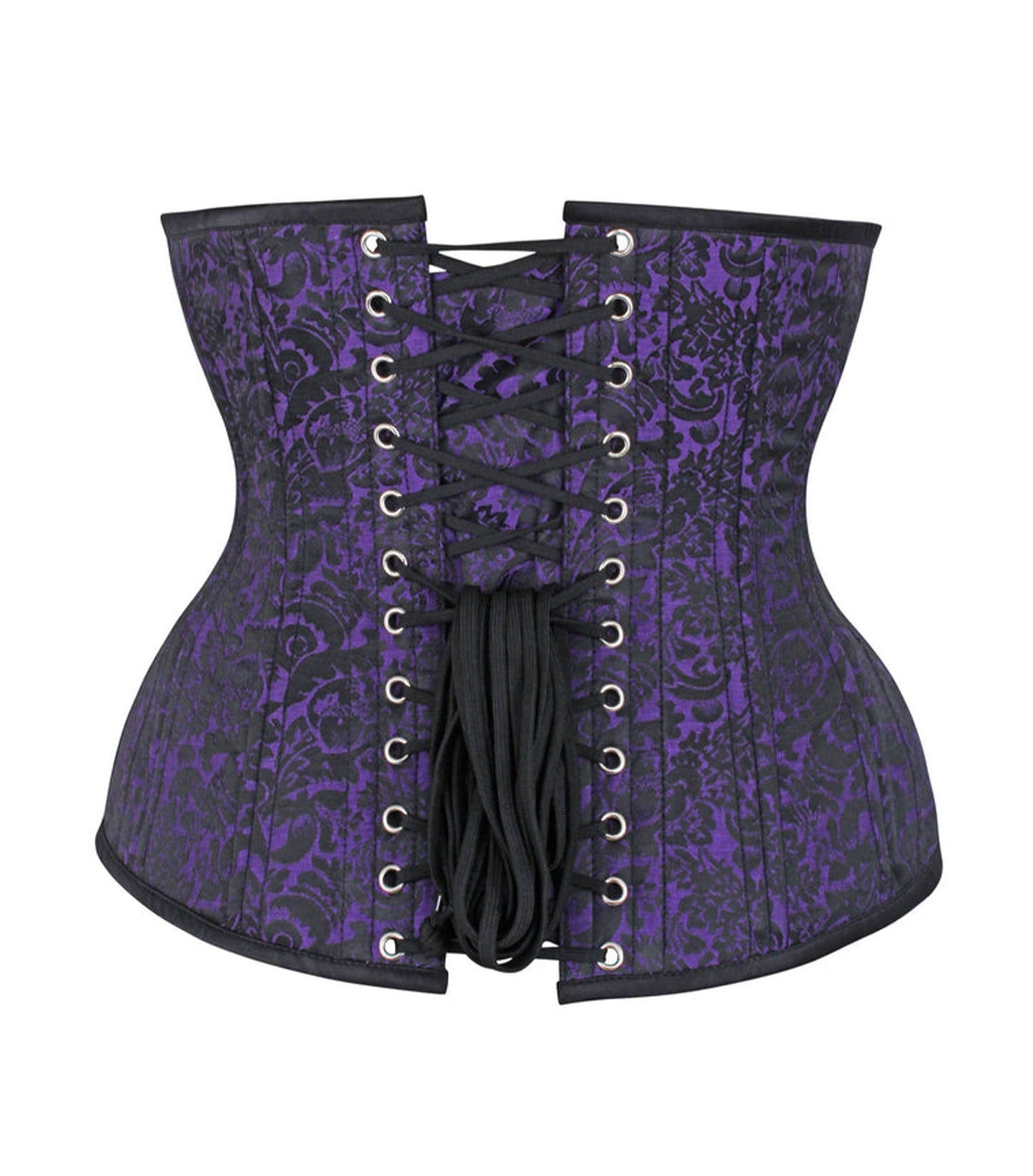 Purple/Black Brocade Authentic Steel Boned Waist Training Underbust Corset
