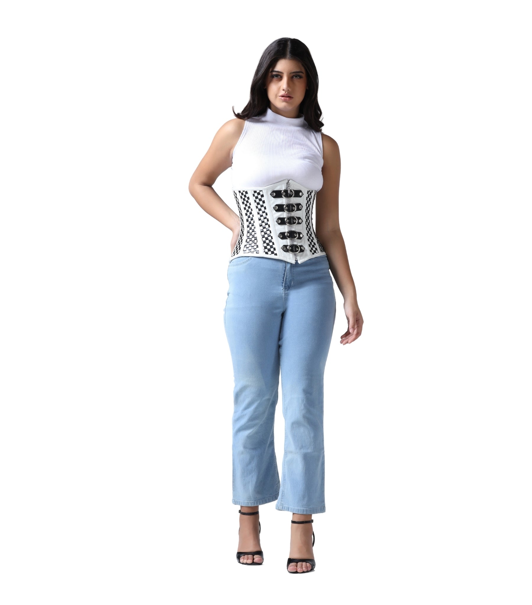 White Pu Underbust Steel Boned Corset Easto Garments